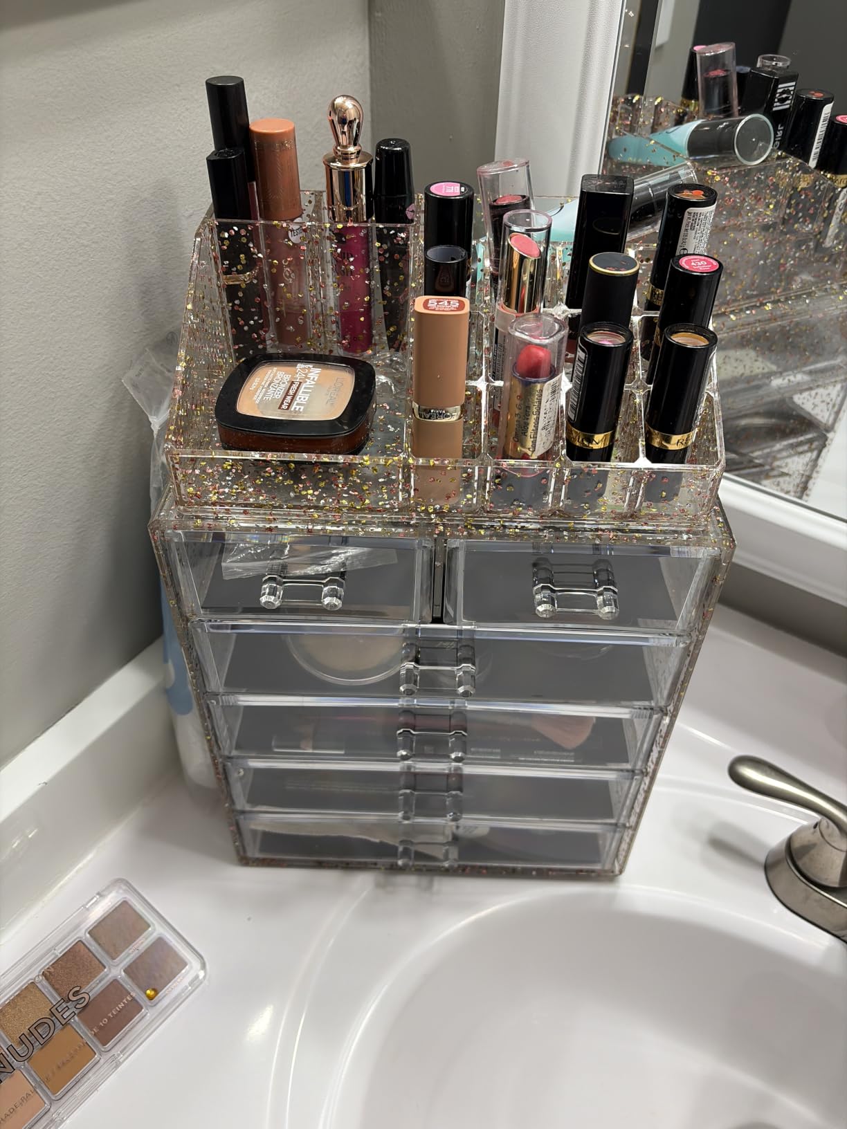 Sorbus Acrylic Makeup Organizer Set, 6-Drawer Vanity & Countertop Cosmetic Storage with Small & Wide Compartments, Clear Makeup Storage for Brushes, Jewelry customer photo 2