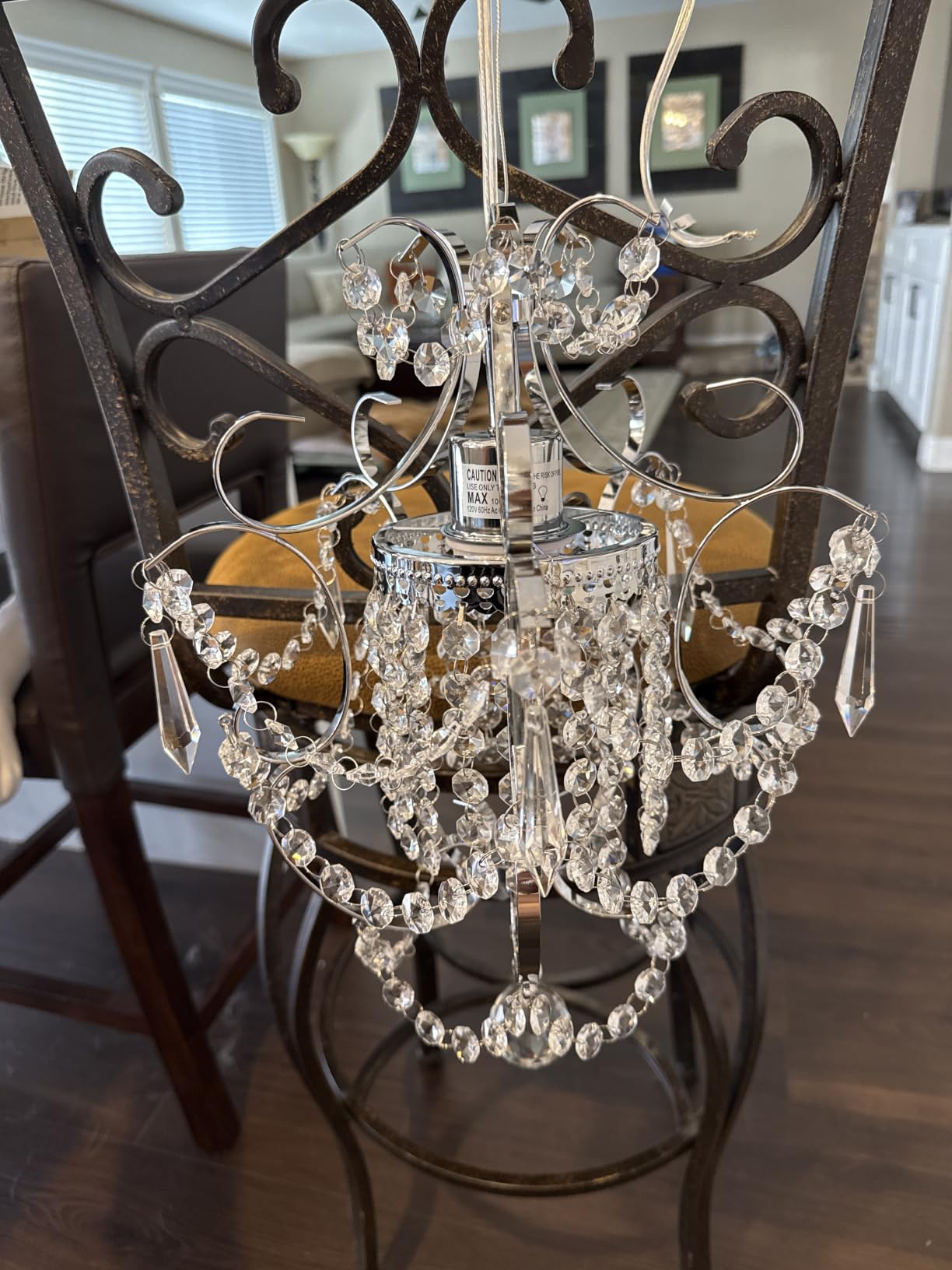 Edvivi Amorette Mini Chandelier Chrome Crystal Chandeliers, 1 Light Modern Elegant Glam Ceiling Light Fixture Chrome, Adjustable Hanging Lighting for Closet, Bedroom, Girls Room, Kitchen Island customer photo 1