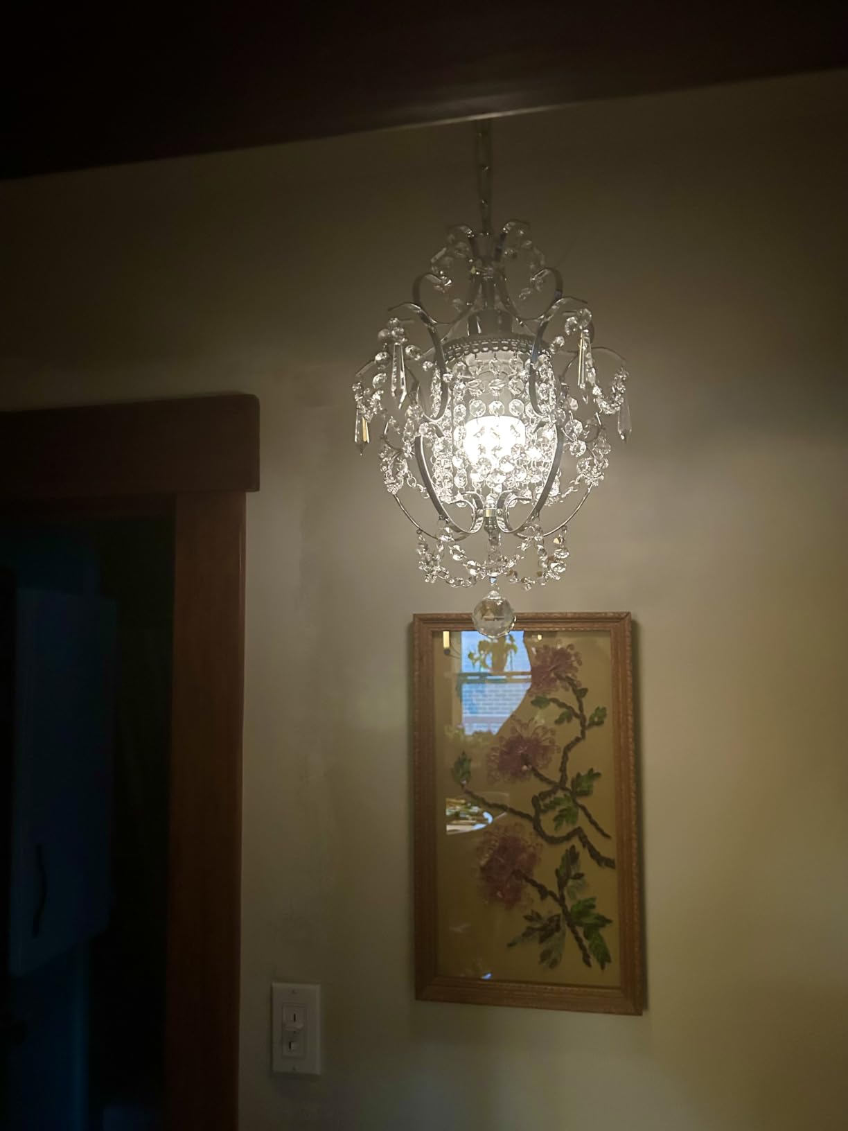 Edvivi Amorette Mini Chandelier Chrome Crystal Chandeliers, 1 Light Modern Elegant Glam Ceiling Light Fixture Chrome, Adjustable Hanging Lighting for Closet, Bedroom, Girls Room, Kitchen Island customer photo 2