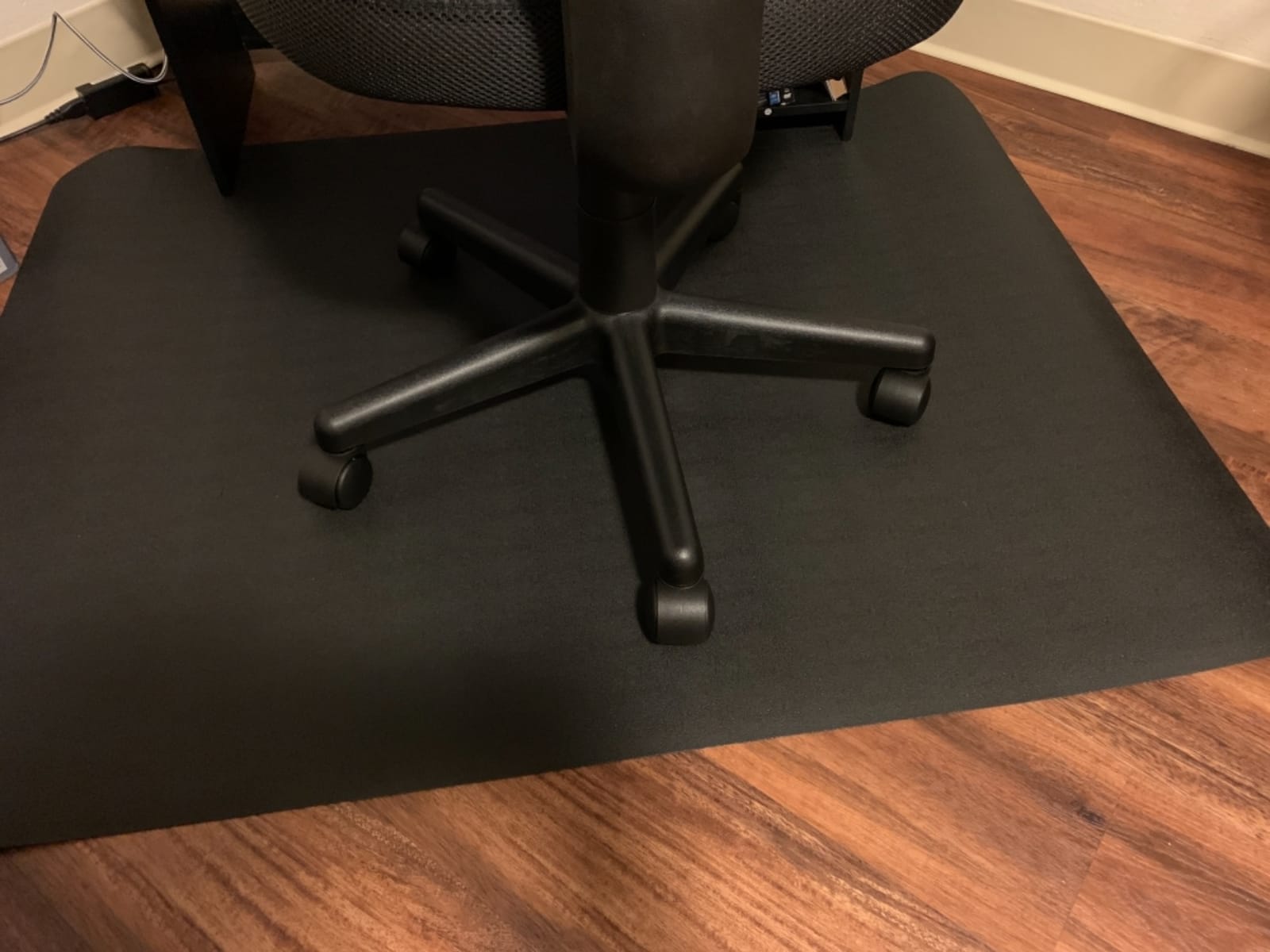 Office Rolling Chair Mat for Hardwood and Tile Floor, Black, Anti-Slip, Non-Curve, Chair Mat Best for Under the Computer Desk, 47 x 35 Rectangular Non-Toxic Plastic Protector, Not for Carpet customer photo 2