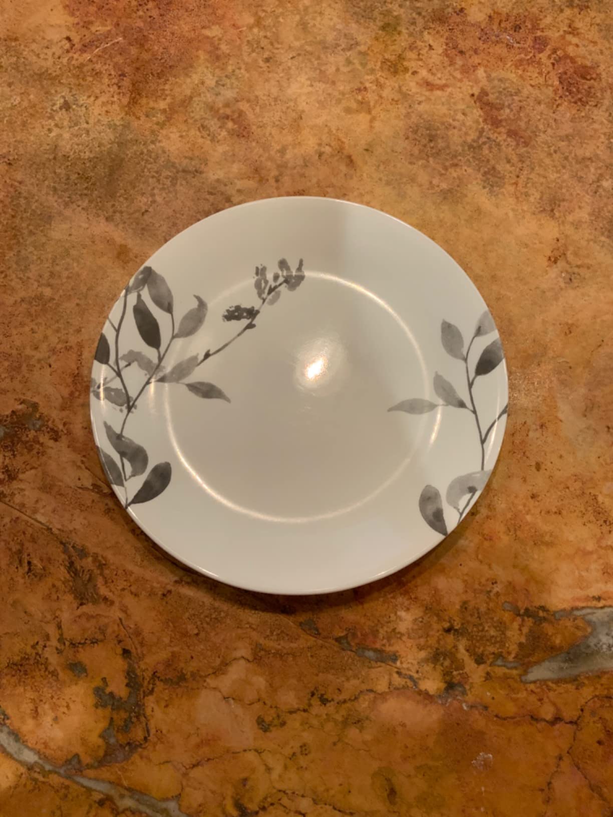 Corelle 12-Piece Vitrelle Misty Leaves Chip and Break Resistant Dinner Set, Grey customer photo 1