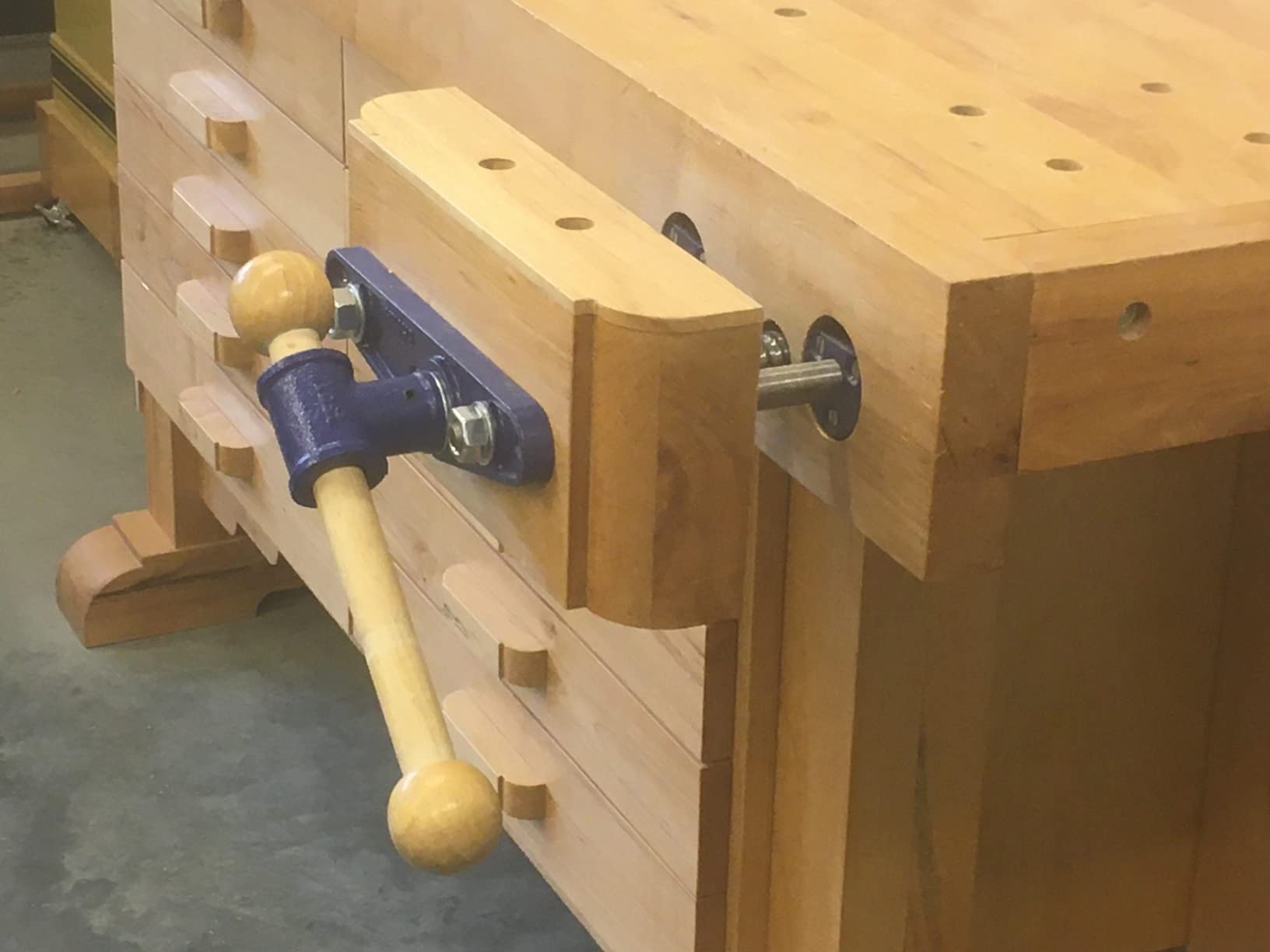 Yost Vises F10WW Woodworker's Vise | Front Vise | 10 Inch Woodworking Tool | Cast Iron Body Construction with a Solid Steel Main Screw | Blue customer photo 2