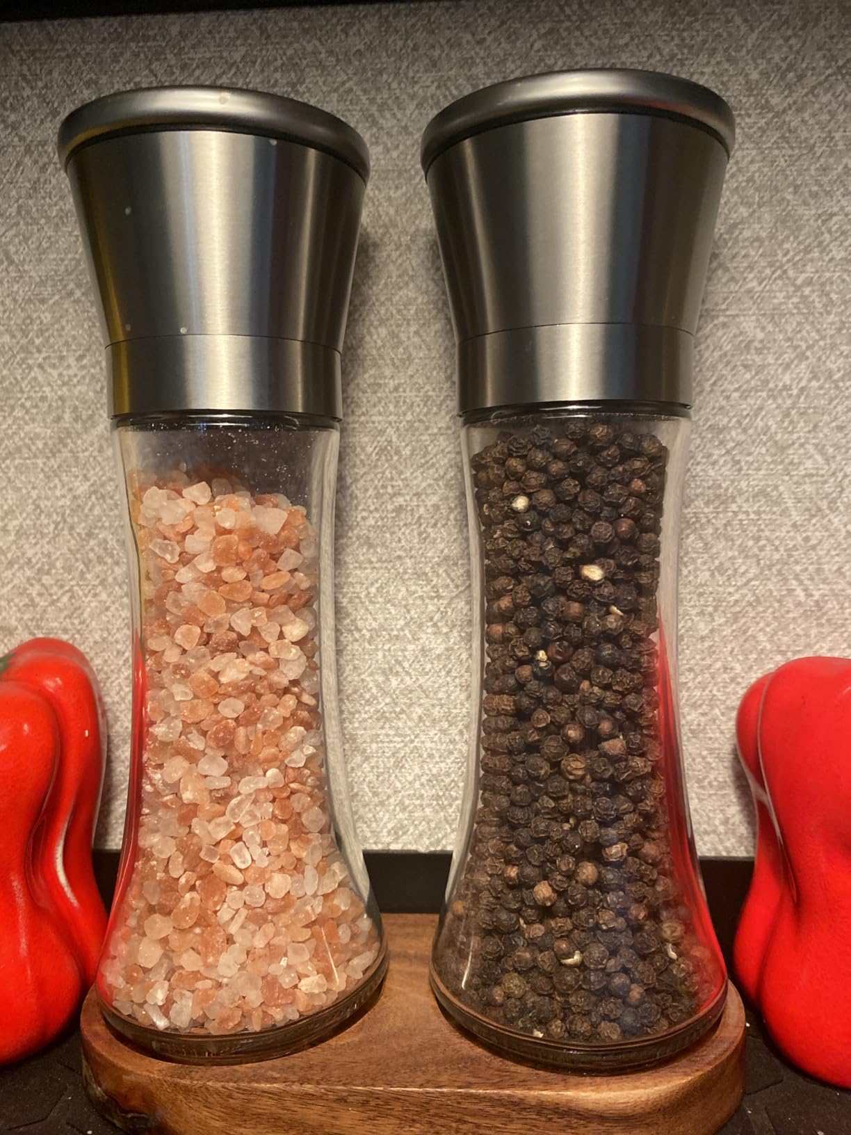 Home EC Premium Stainless Steel Sea Salt and Pepper Grinder Set of 2 - Adjustable Ceramic - Tall Glass Salt and Pepper Shakers - Kitchen Spice Mill W/Funnel & EBook customer photo 2