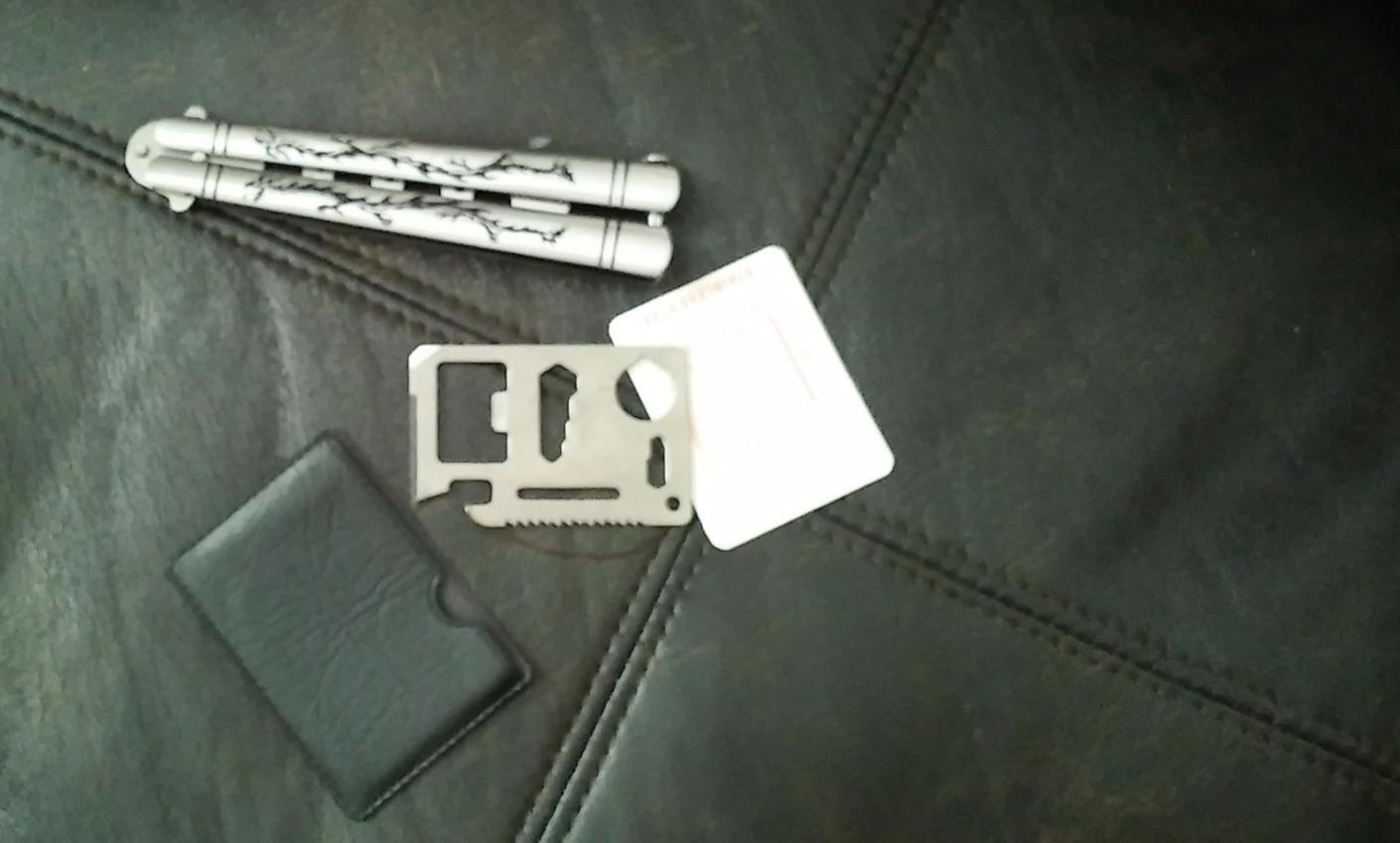 Practice Butterfly knife Trainer with Sure Spring Latch, Full Stainless Steel Black Dull Balisong, Unsharpened Butterfly knives Comb for CSGO Training(Silver) customer photo 1