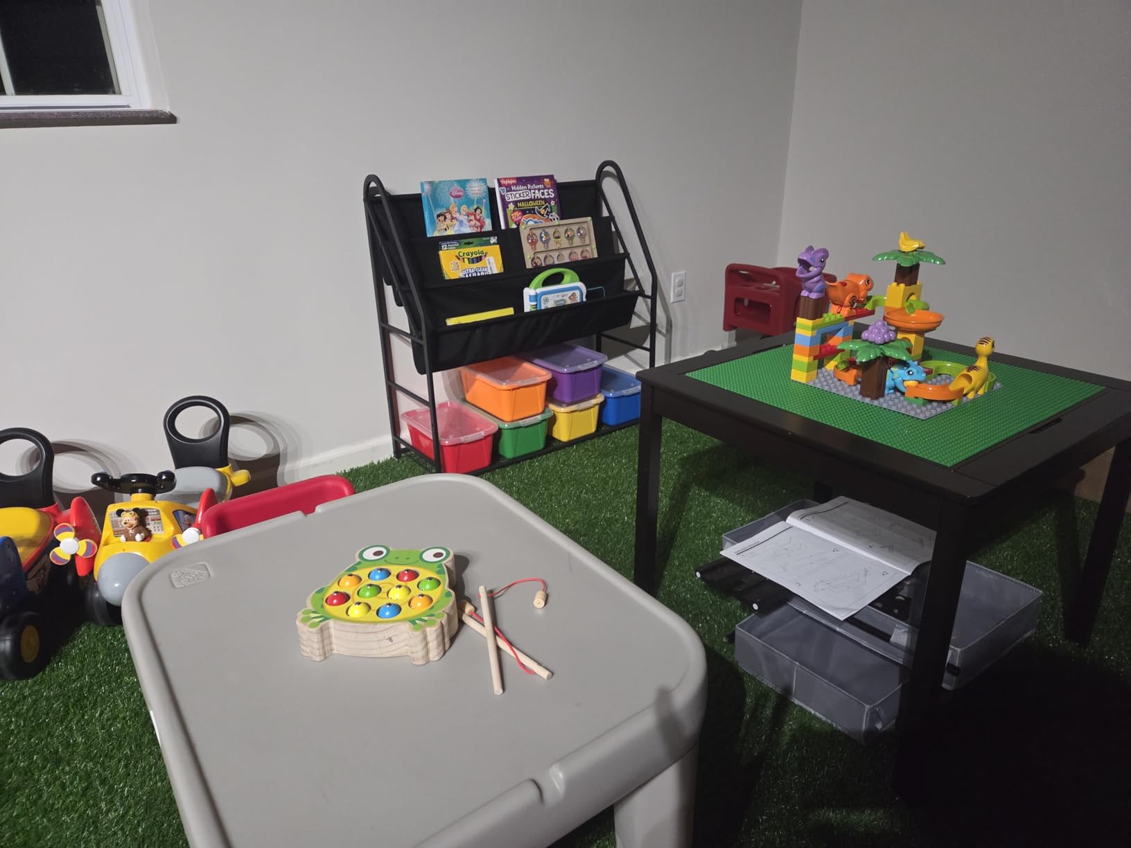 UTEX 2 in 1 Kids Construction Play Table with Drawers Compatible with Lego | Wooden Kids Building & Activity Table with Pull-Out Fabric Drawer, Reversible Tabletop, Water-based Paint, Smooth Edges customer photo 1