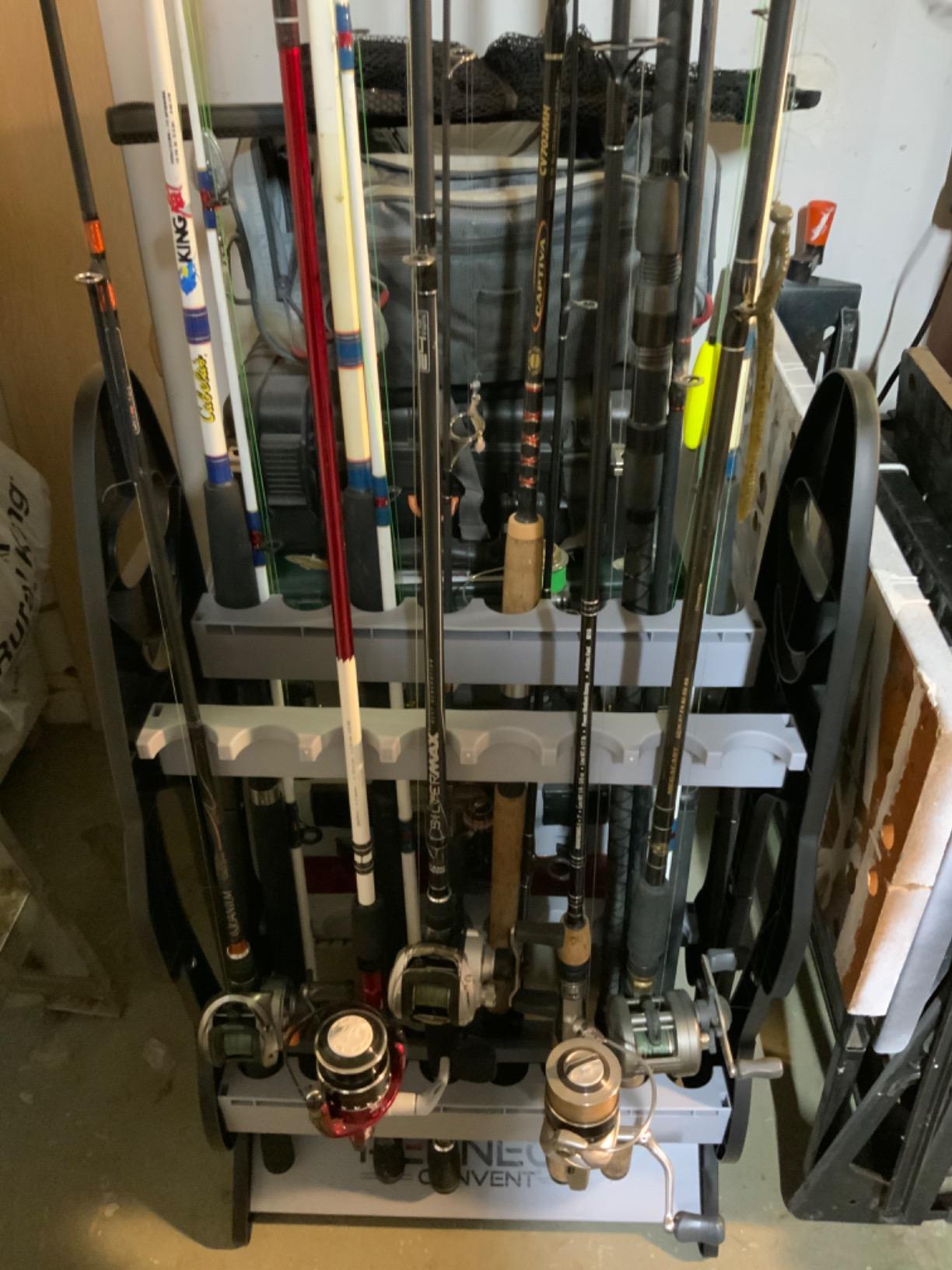 Redneck Convent Fishing Rod Holder - Fishing Gear Pole Holder for 16 Rod and Reel Combos - Vertical Fishing Rod Rack Floor Storage customer photo 1