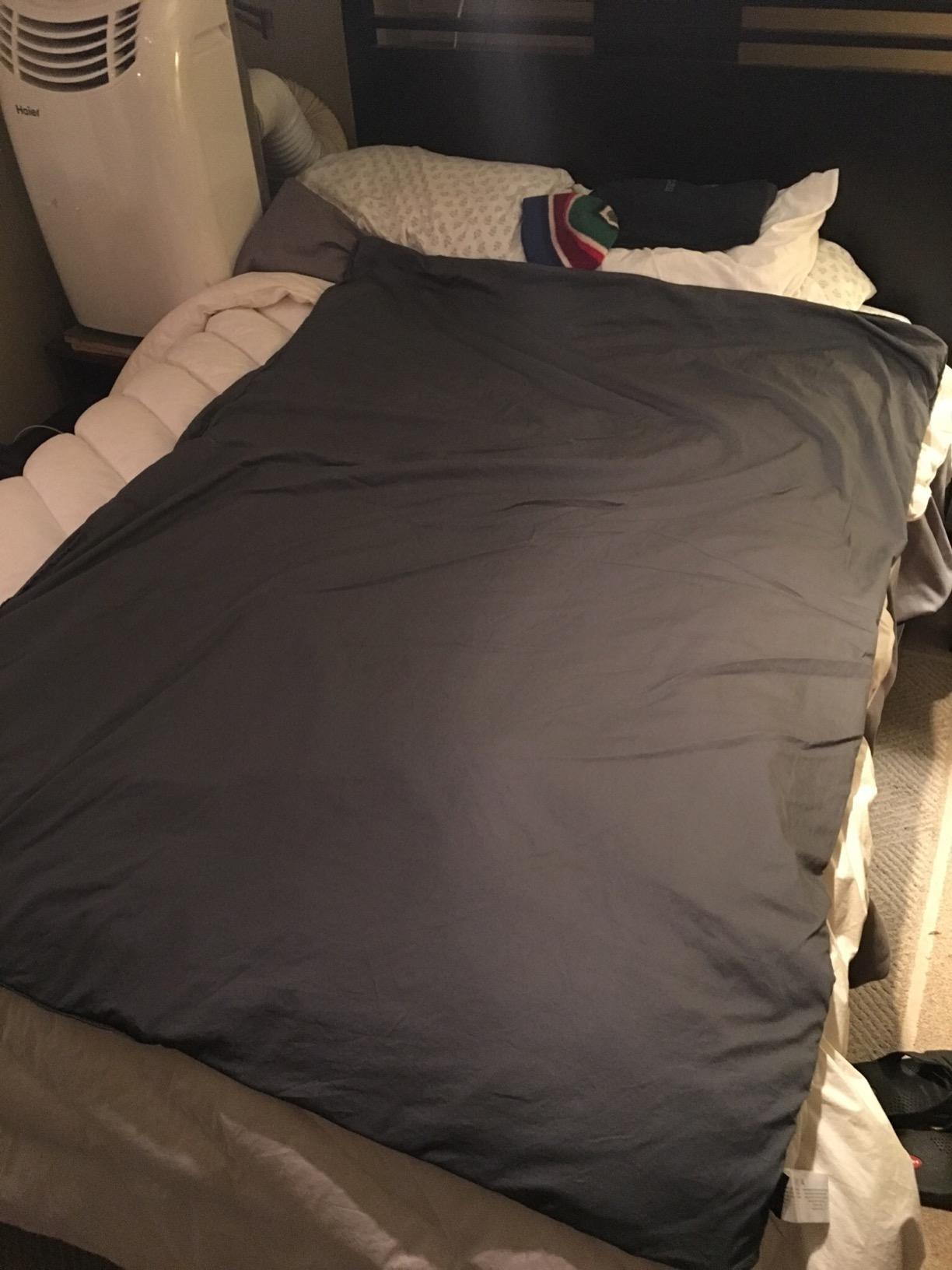 YnM Exclusive Cotton Duvet Cover for Weighted Blankets with 16 Strings (Dark Grey, 60