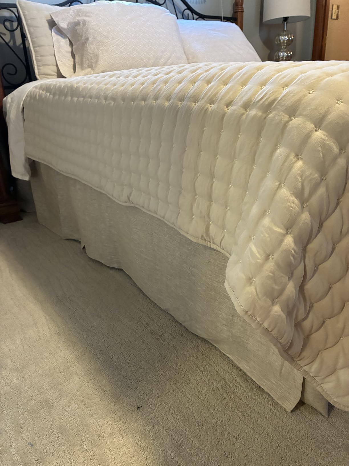 Simple&Opulence Belgian Linen Bed Skirt with Classic 14 inch Tailored Drop Dust Ruffle, Easy Fit Breathable Premium Natural Flax- Basic Linen, Queen customer photo 1