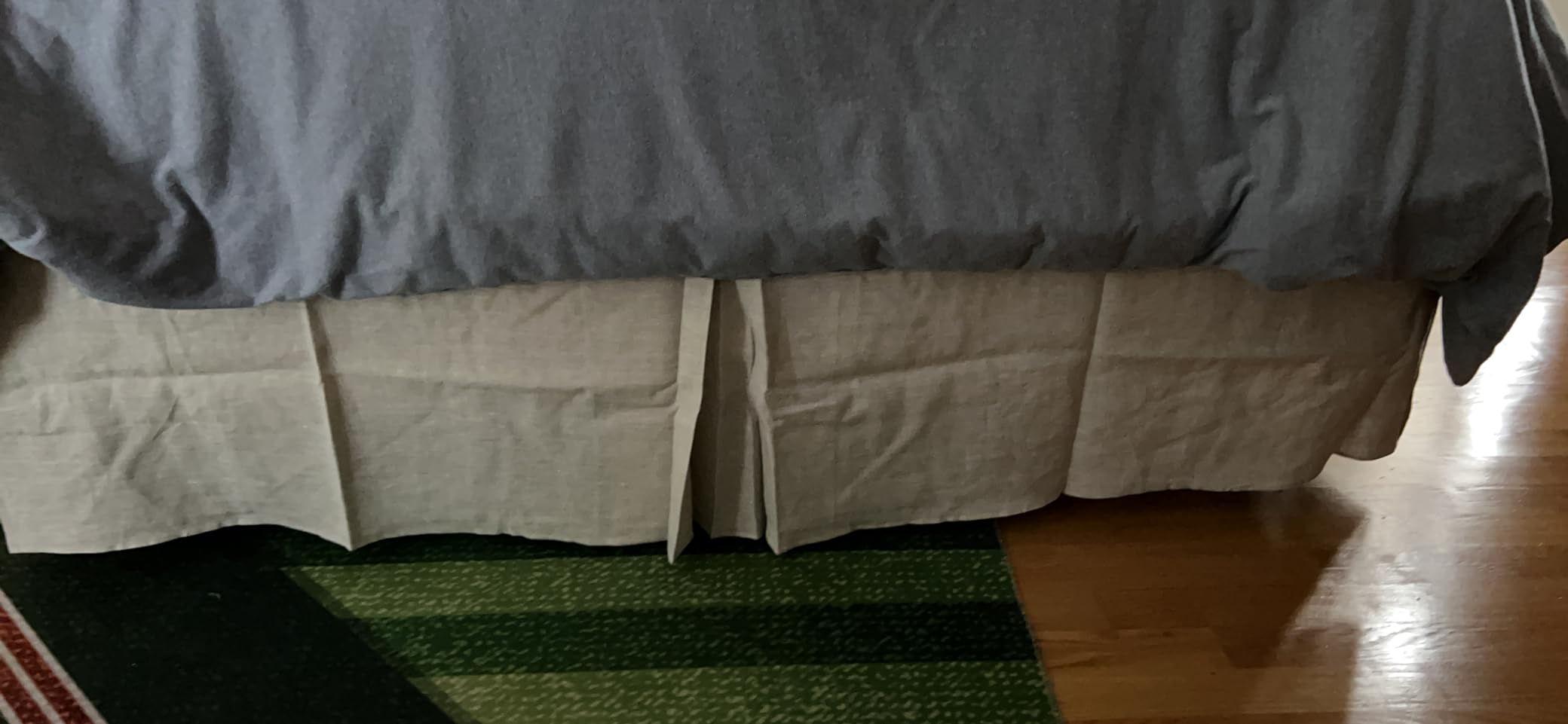 Simple&Opulence Belgian Linen Bed Skirt with Classic 14 inch Tailored Drop Dust Ruffle, Easy Fit Breathable Premium Natural Flax- Basic Linen, Queen customer photo 2