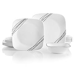 Corelle Vitrelle 18-Piece Service for 6 Dinnerware Set Triple Layer Glass and Chip Resistant, Lightweight Square Plates and Bowls Set, Splendor customer photo 1