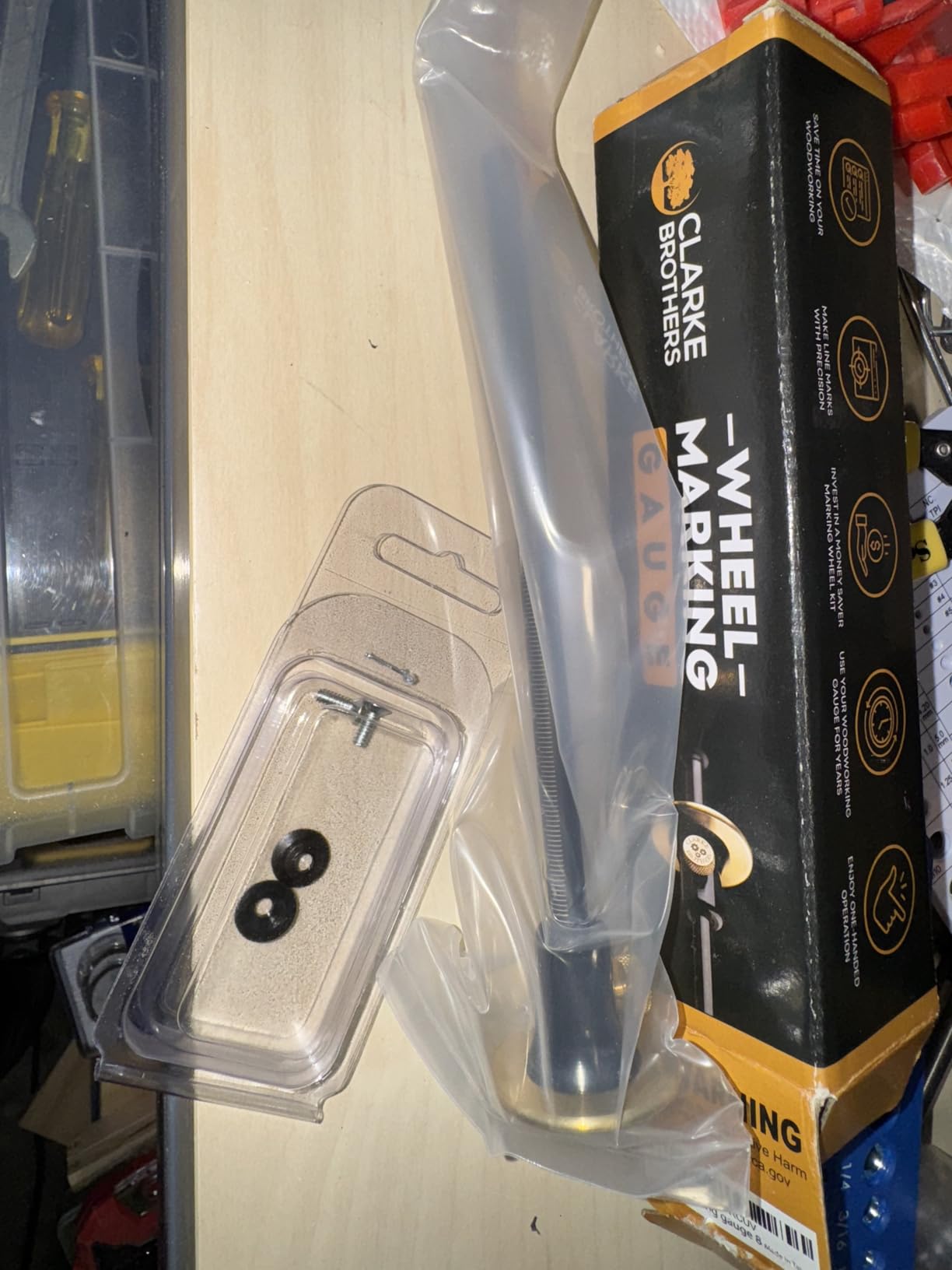 Clarke Brothers Wheel Marking Gauge - Woodworking Marking Scriber Kit With 2 Replacement Cutters - Wood Marking Tools With Graduated Inch & MM Scale - Solid Metal Bar Wood Scribe Tool For Carpenter customer photo 2
