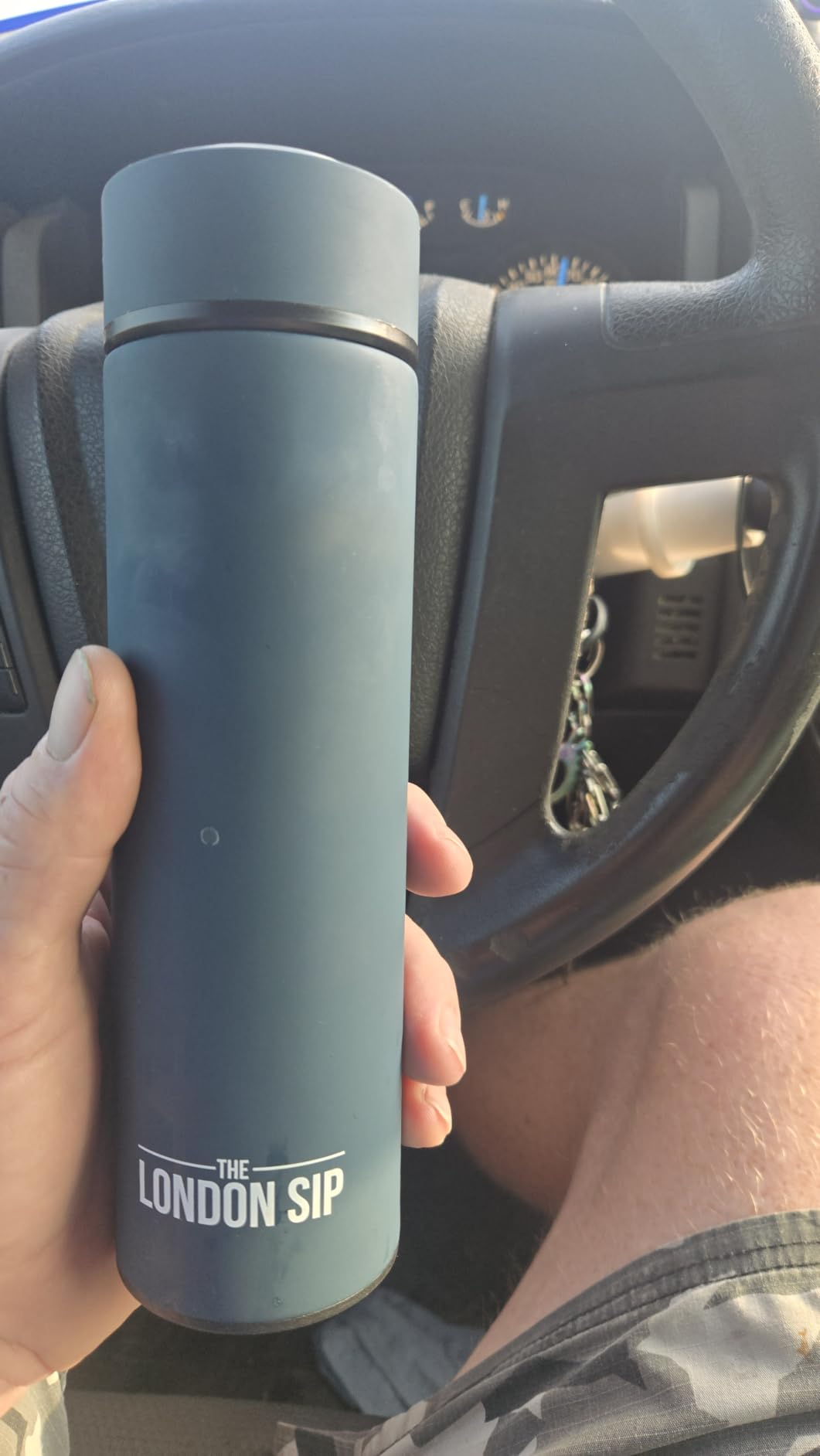 London Sip Multi-Purpose Tea Infuser Travel Mug and Tumbler Fruit Infuser Flask Hot and Cold Double Wall Stainless Steel Thermos with Extra-Long Infuser, Midnight Teal customer photo 1