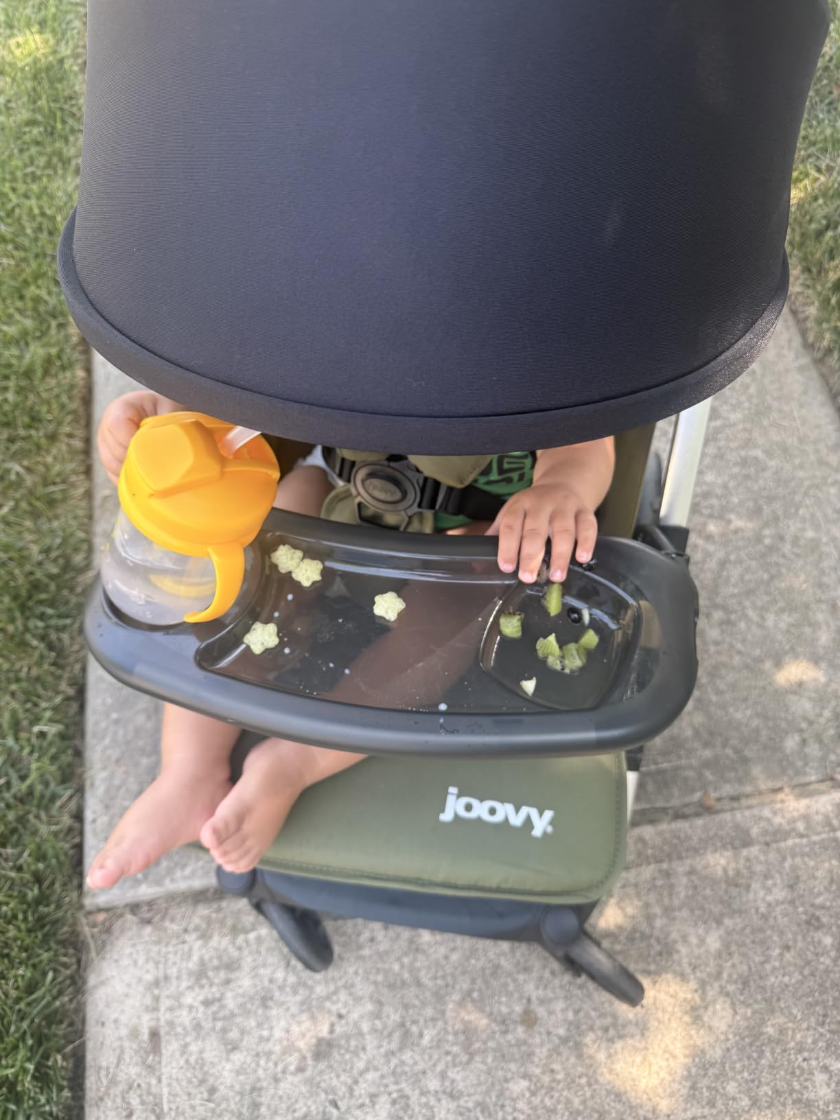 Joovy Kooper Lightweight Baby Stroller Featuring Removable, Swing-Open Tray, Big Wheels, Reclining Seat with Footrest, Extra-Large Retractable Canopy, and Compact Fold (Sand) customer photo 1