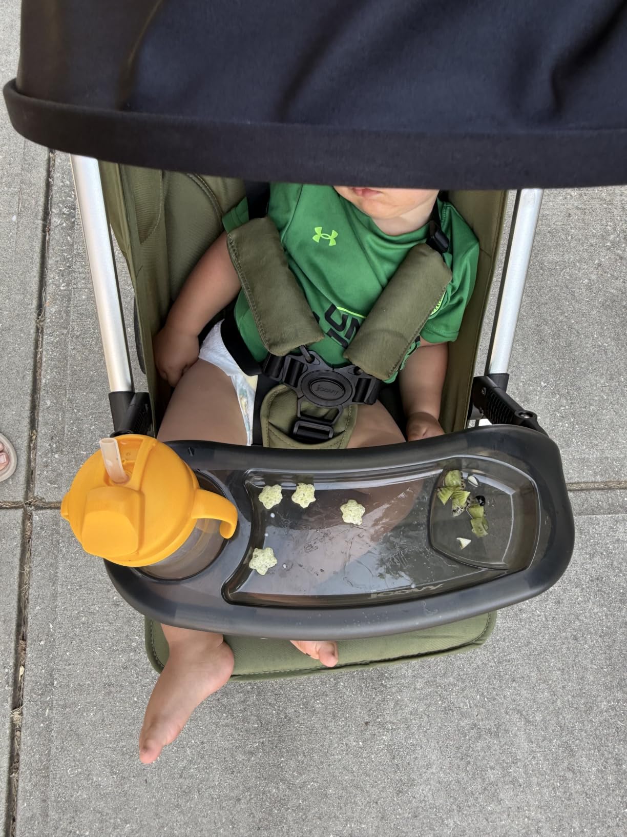 Joovy Kooper Lightweight Baby Stroller Featuring Removable, Swing-Open Tray, Big Wheels, Reclining Seat with Footrest, Extra-Large Retractable Canopy, and Compact Fold (Sand) customer photo 2