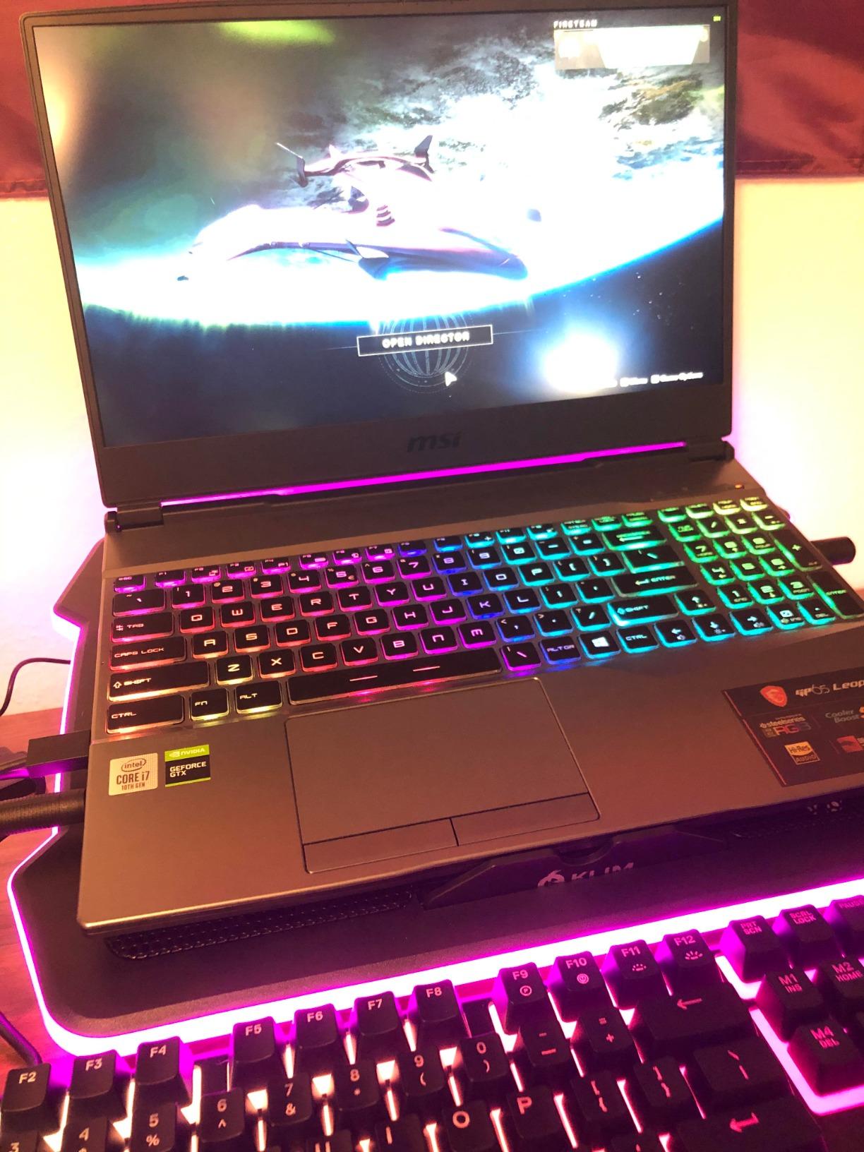 KLIM Ultimate - RGB Laptop Cooling Pad with LED Rim - NEW - Gaming Laptop Cooler - USB Powered Fan - Very Stable and Silent Laptop Stand - Compatible up to 17