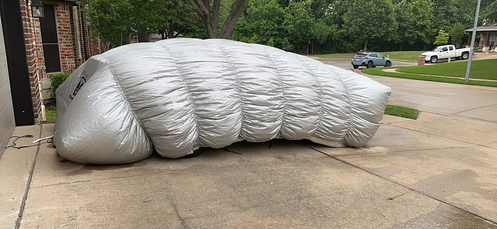 Hail Protector Car Cover, Inflatable Hail Proof Shield for Cars, Portable Protection Against Any Size Hailstones - CAR2 (Silver) customer photo 1