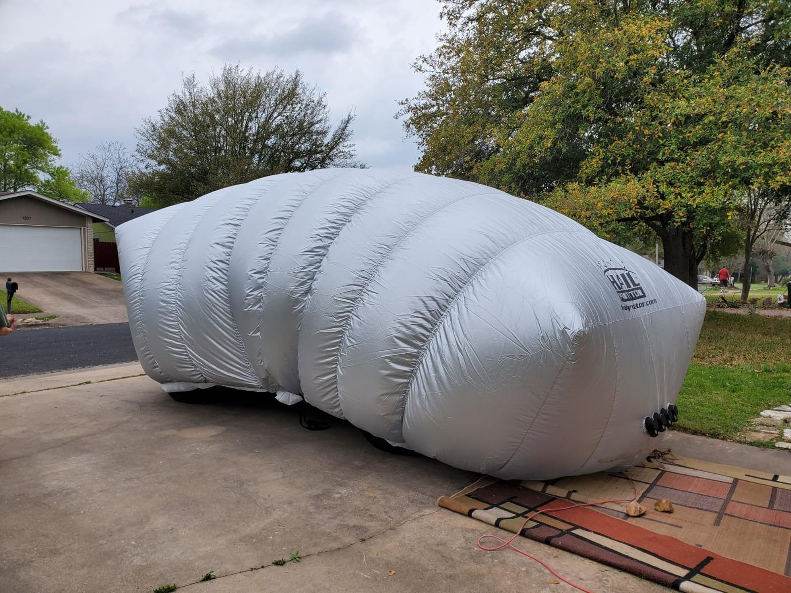 Hail Protector Car Cover, Inflatable Hail Proof Shield for Cars, Portable Protection Against Any Size Hailstones - CAR2 (Silver) customer photo 2