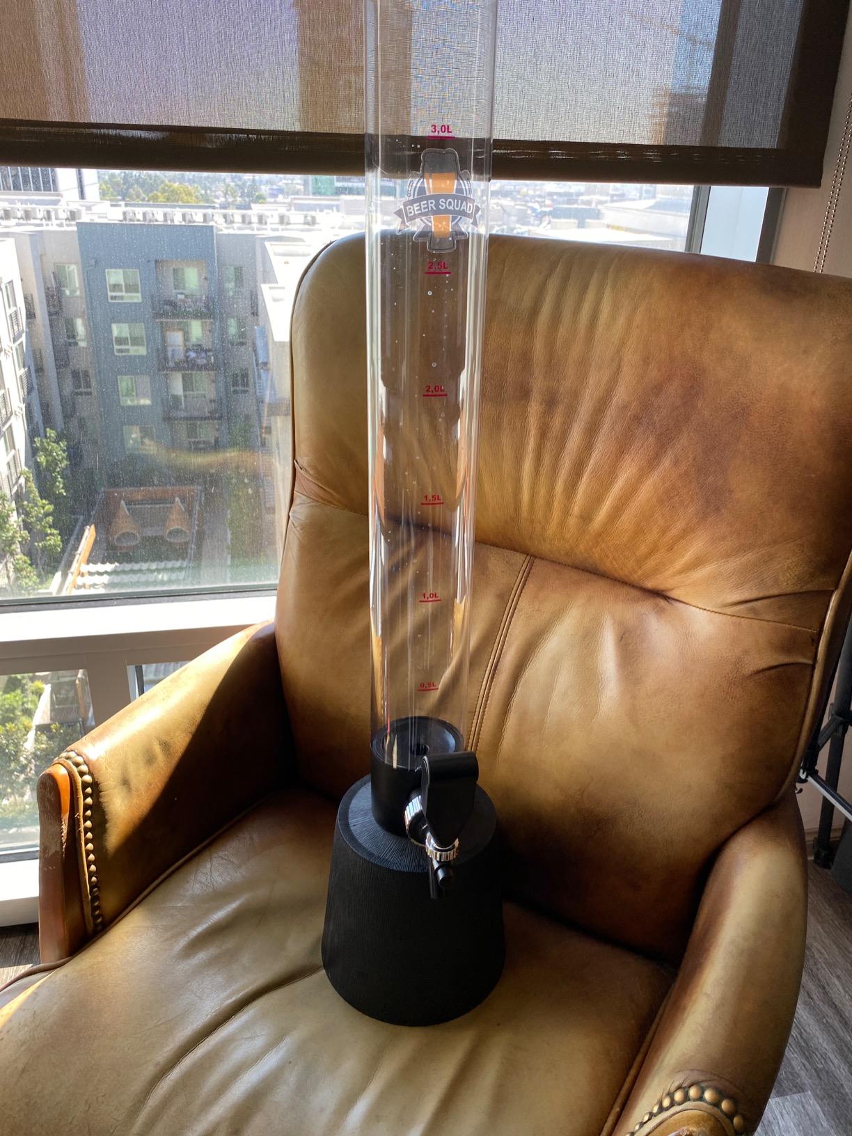 BeerSquad Beer Tower - 3L 100 oz. Clear Beverage Tower Dispenser with Included Ice Tube, Easy Clean, Dual Action Integrated Tap customer photo 1