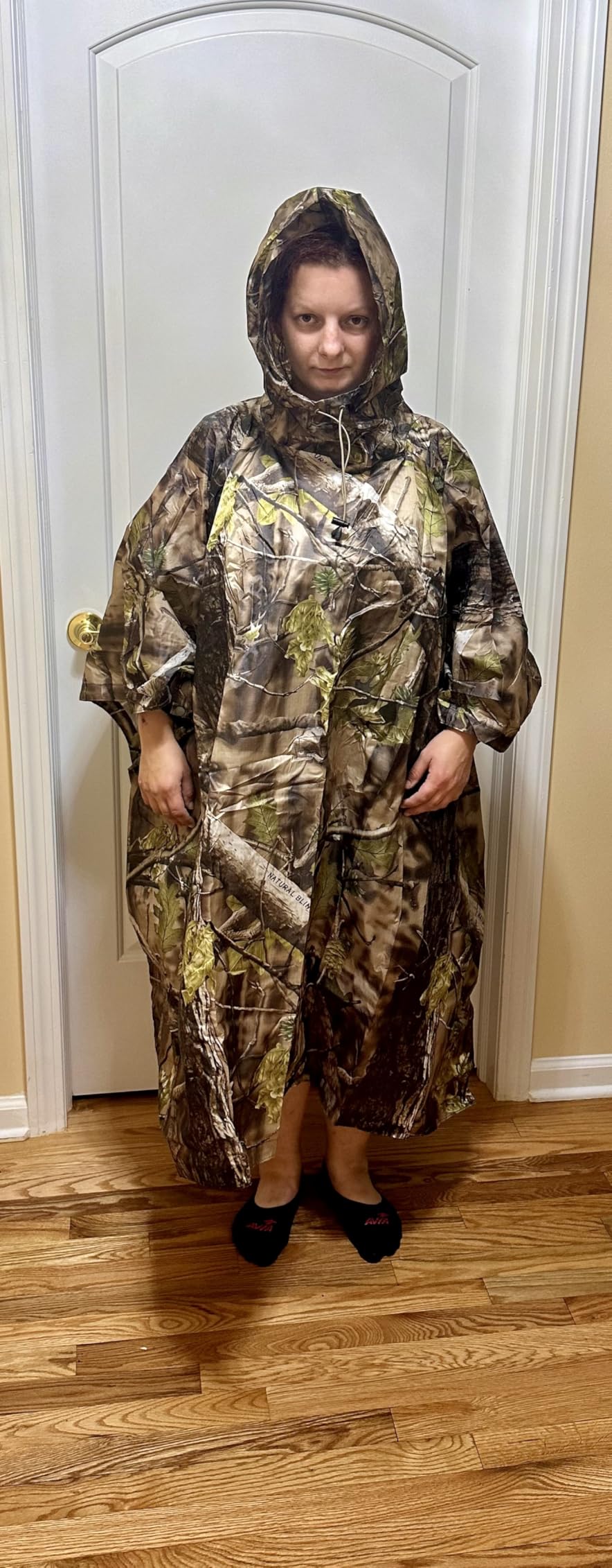 AUSCAMOTEK Camouflage Rain Poncho Hooded Waterproof Camo Raincoat with Blind Pattern for Hunting Hiking Camping Fishing customer photo 1