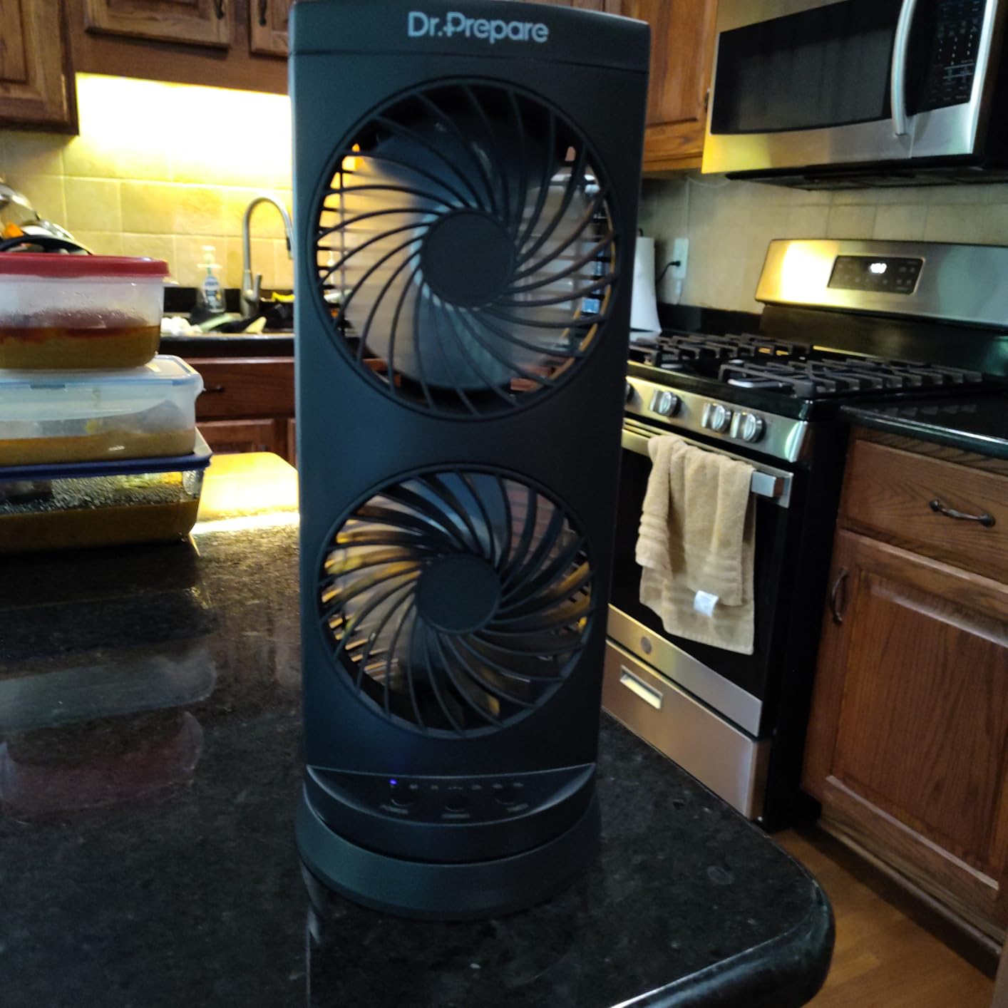 Dr. Prepare Tower Fan Oscillating Fan, Portable Desk Fan with 3-Speed Options, Dual Air Circulation, 110° Oscillation, 3 Timers, Personal Quiet Table Fan for Home Office Desktop Bedroom, 13 inch customer photo 2