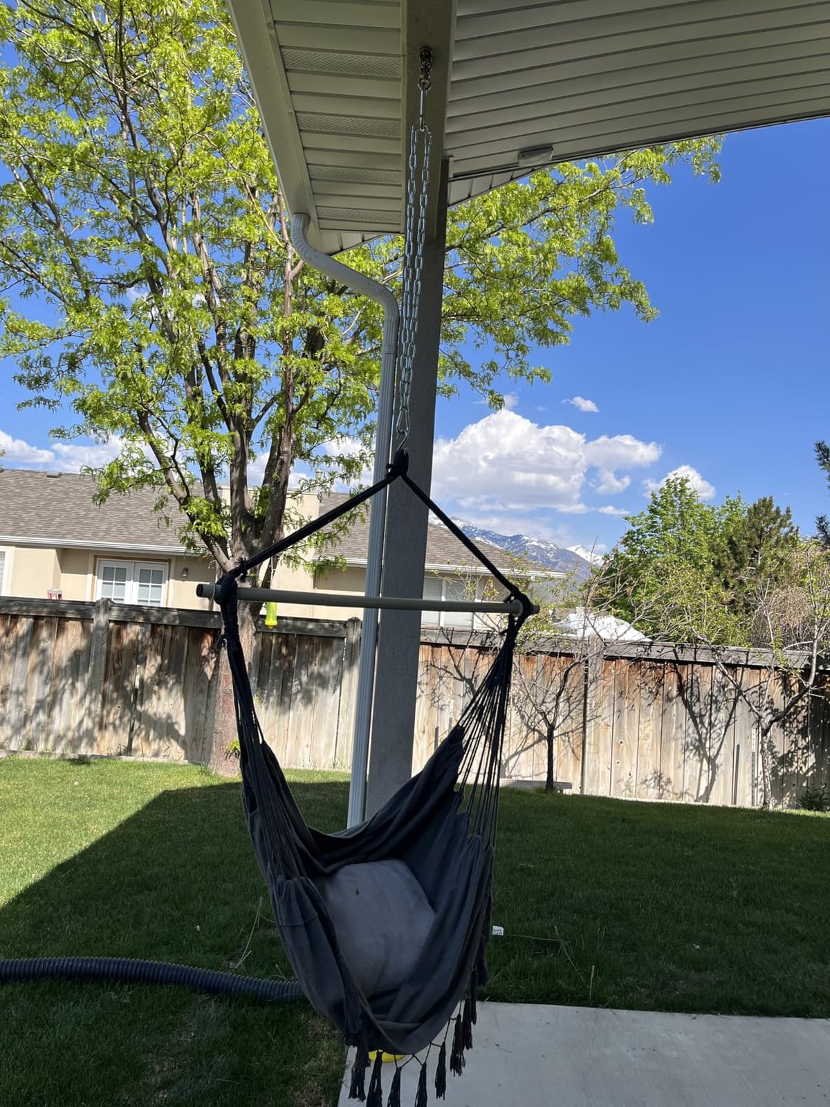 Y- STOP Hammock Chair Hanging Rope Swing, Max 500 Lbs, 2 Cushions Included, Large Macrame Hanging Chair with Pocket for Superior Comfort, with Hardware Kit (Beige) customer photo 2