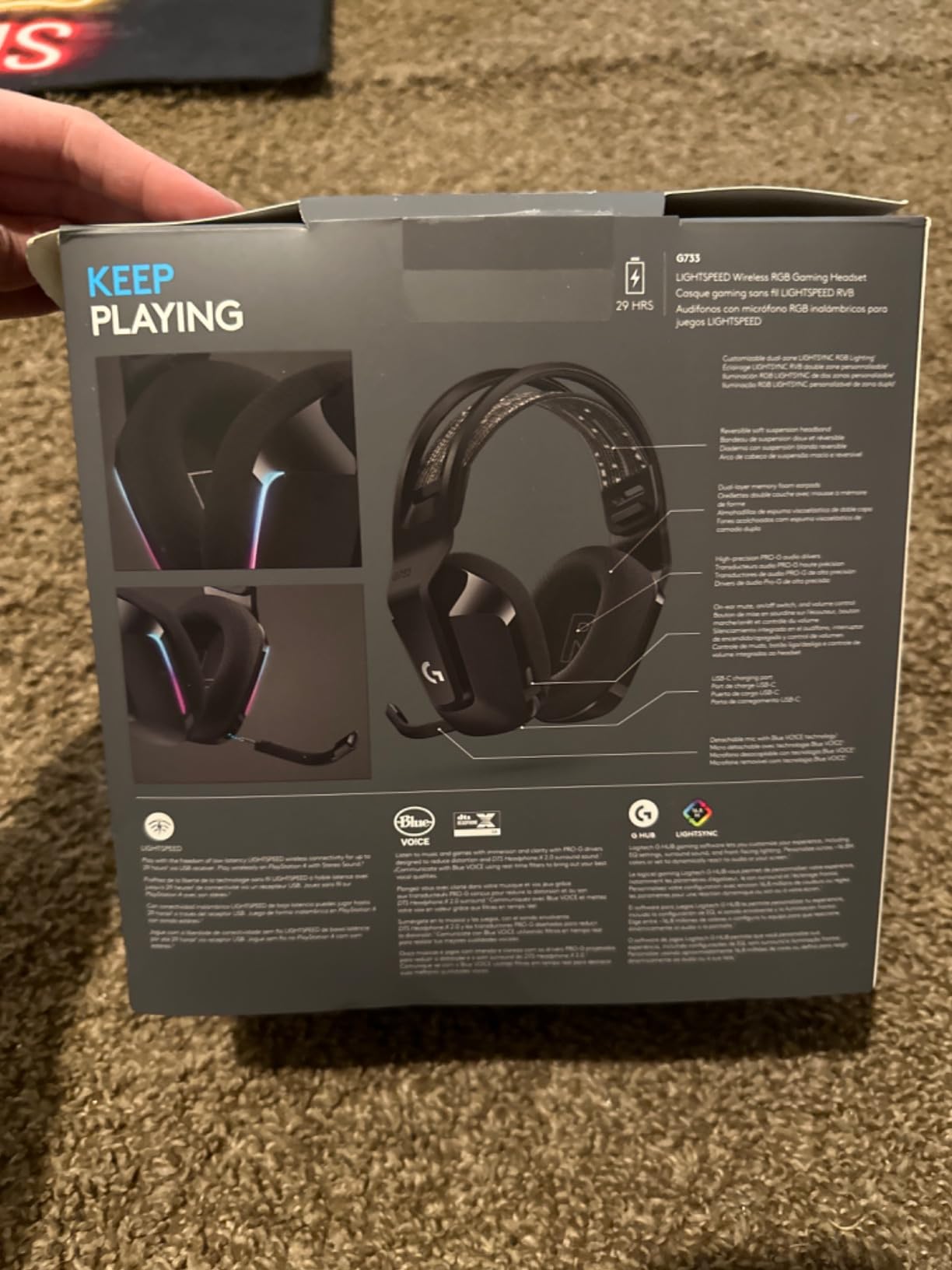 Logitech G733 Lightspeed Wireless Gaming Headset - White | Suspension headband, LIGHTSYNC RGB, Blue VO!CE mic technology, PRO-G audio drivers customer photo 2