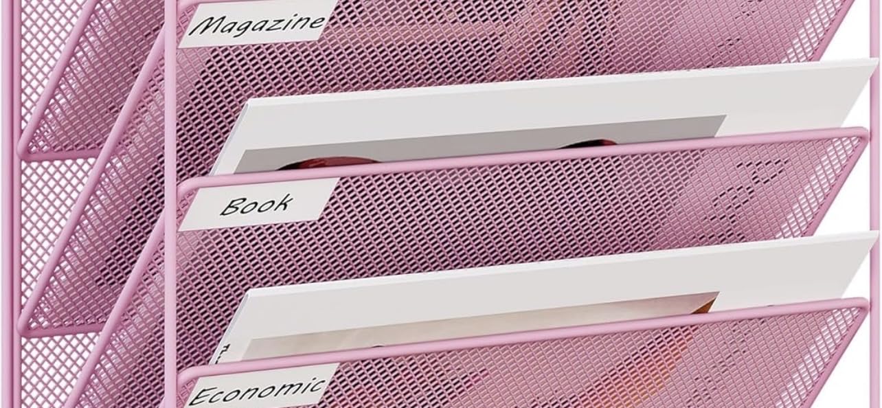 EasyPAG 5 Tier Wall File Holder, Mesh Hanging Folder Organizer with Classify Label, Versatile Desk File Holder, Vertical Wall Mounted Mail Organizer for Office Home Cubicle, White customer photo 1