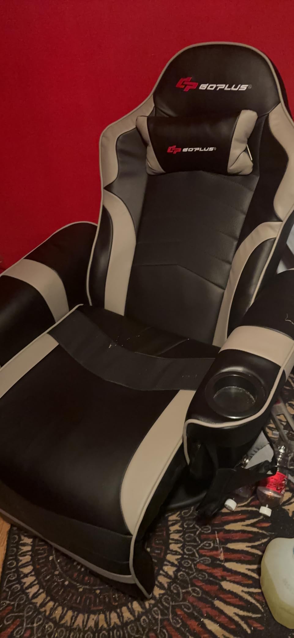 Goplus Massage Gaming Chair, Racing Style Gaming Recliner w/Adjustable Backrest and Footrest customer photo 2