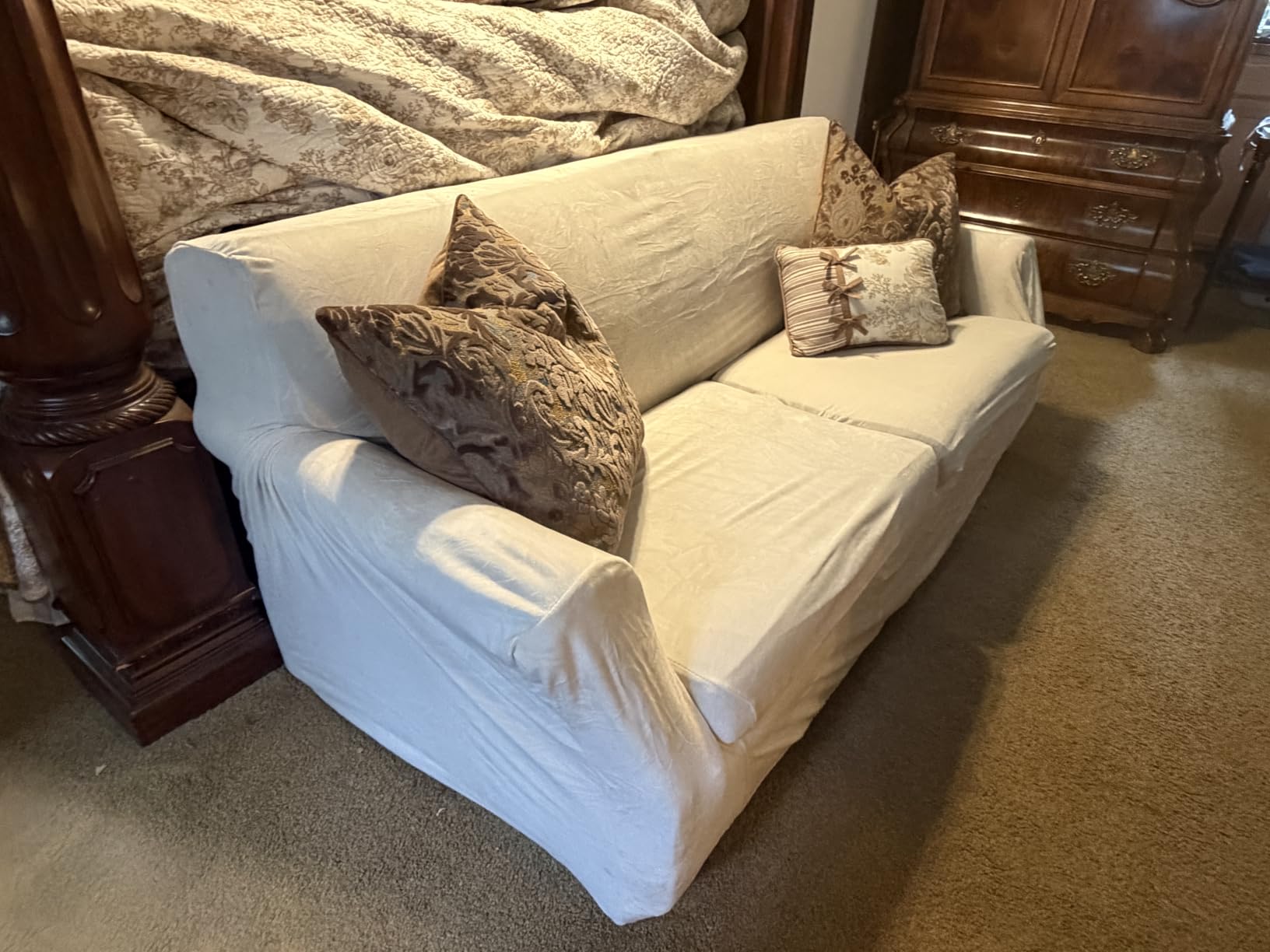 H.VERSAILTEX 4 Pieces Thick Velvet Sofa Covers Couch Covers for 3 Cushion Couch Sofa High Stretch Slipcovers Furniture Protector Form Fit Luxury Couch Cover for Dogs Width Up to 90 Inch(Sofa,Grey) customer photo 2