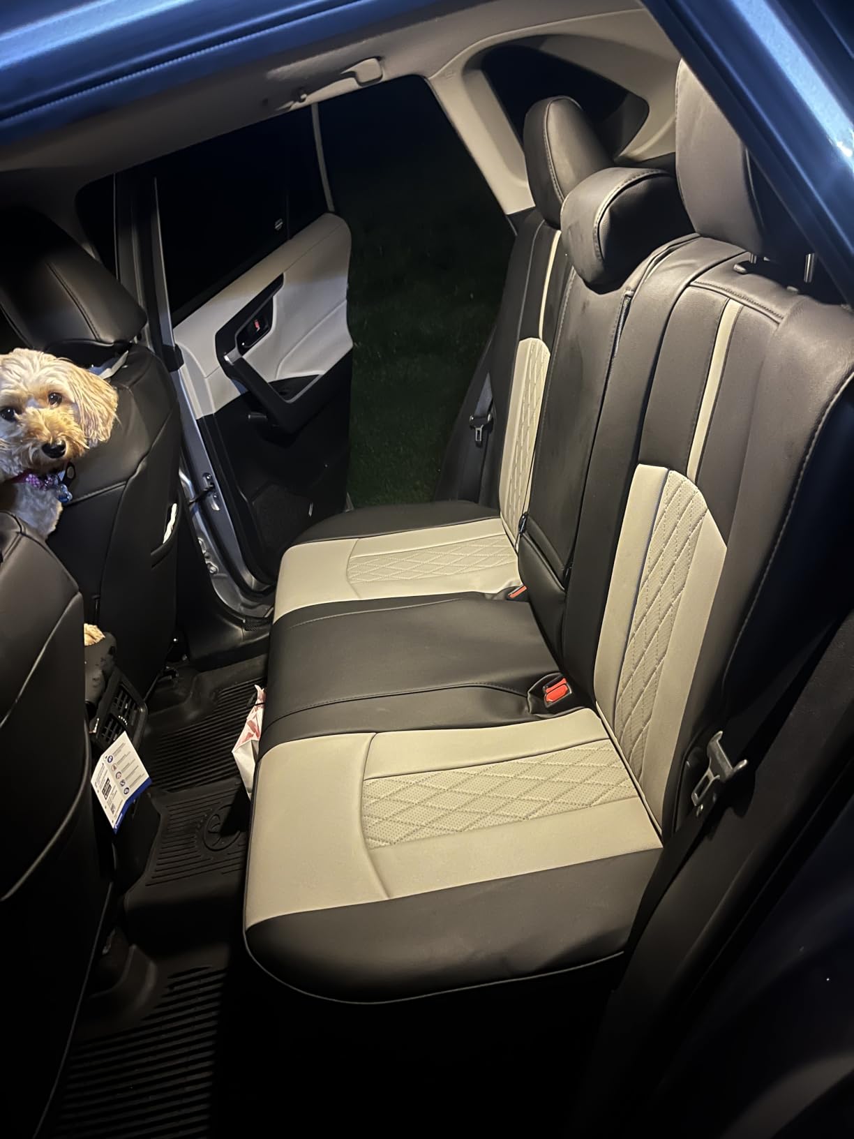 EKR Rav4 Seat Covers Custom Fit for Toyota Rav4 (Gasoline) 2019 2020 2021 2022 2023 2024 2025 LE/XLE/XLE Premium/Limited, Leather Car Seat Cover Full Set for SUV, Faux Leather (Black) customer photo 2