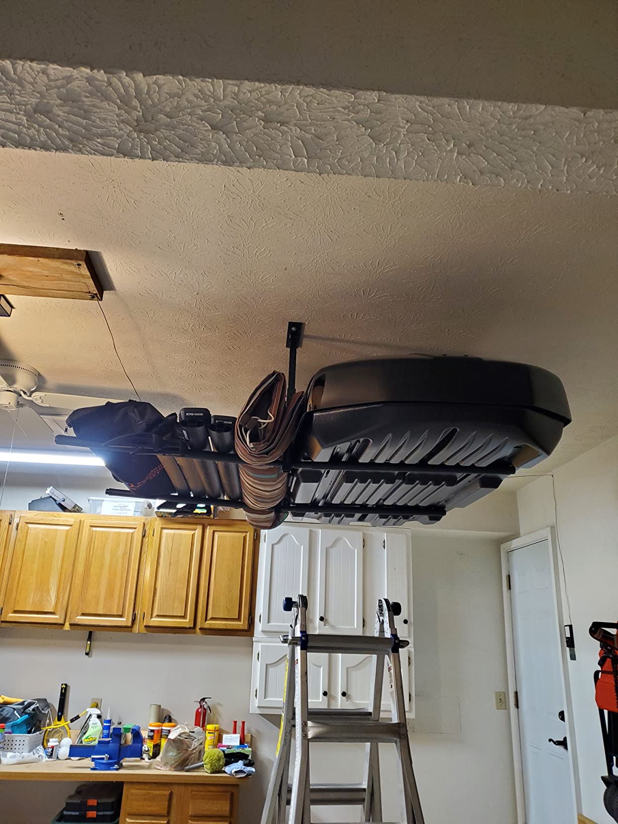 StoreYourBoard Standup Paddle Board and Surfboard Garage Storage Rack - Adjustable Ceiling Mount Hanger for SUP Storage, Heavy Duty Overhead Paddleboard Organizer for Garage, Space Saving Rack customer photo 1