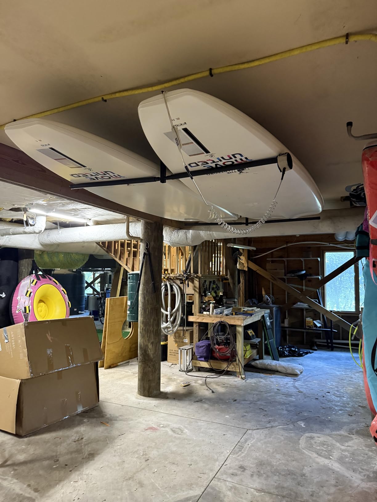 StoreYourBoard Standup Paddle Board and Surfboard Garage Storage Rack - Adjustable Ceiling Mount Hanger for SUP Storage, Heavy Duty Overhead Paddleboard Organizer for Garage, Space Saving Rack customer photo 2