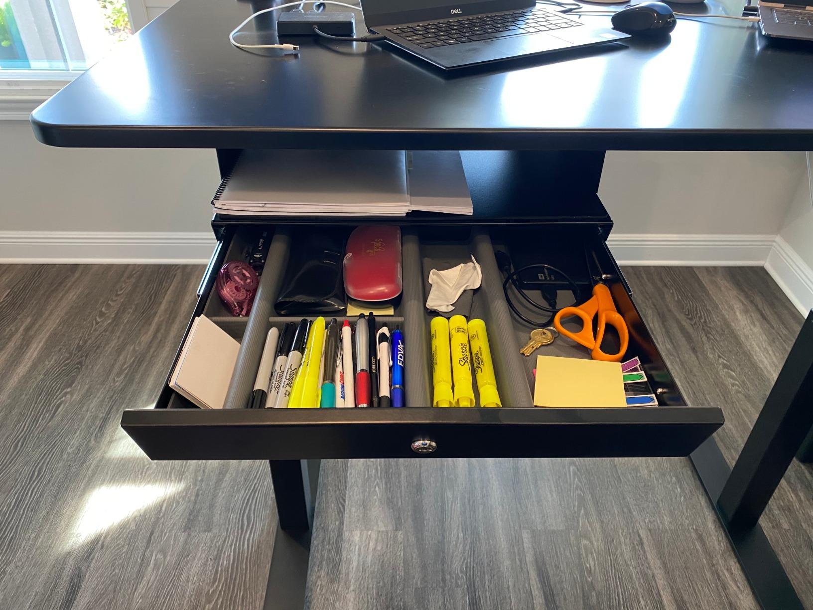 Stand Up Desk Store Add-On Office Sliding Under-Desk Drawer Storage Organizer for Standing Desks (Black, Lockable with Padded Laptop Shelf) customer photo 2