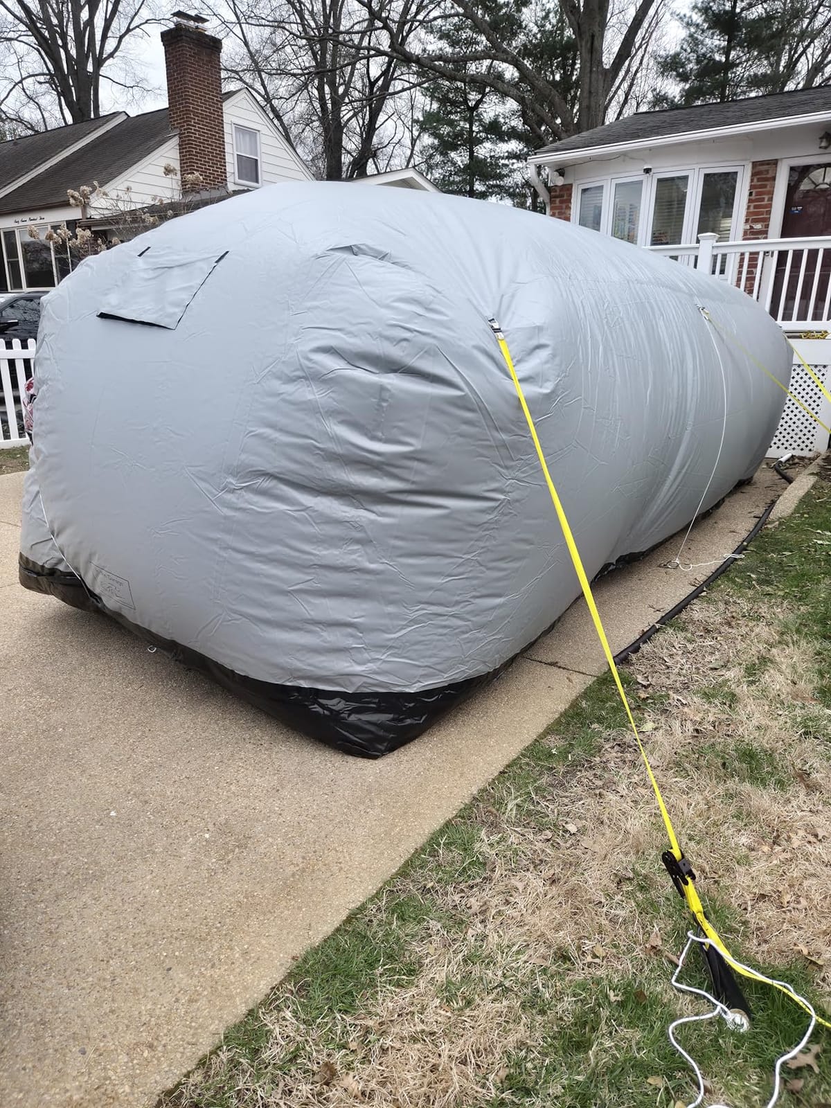 IN THE GARAGE Outdoor Car Cover Gray 16' - Hail Protection Inflatable Garage customer photo 1