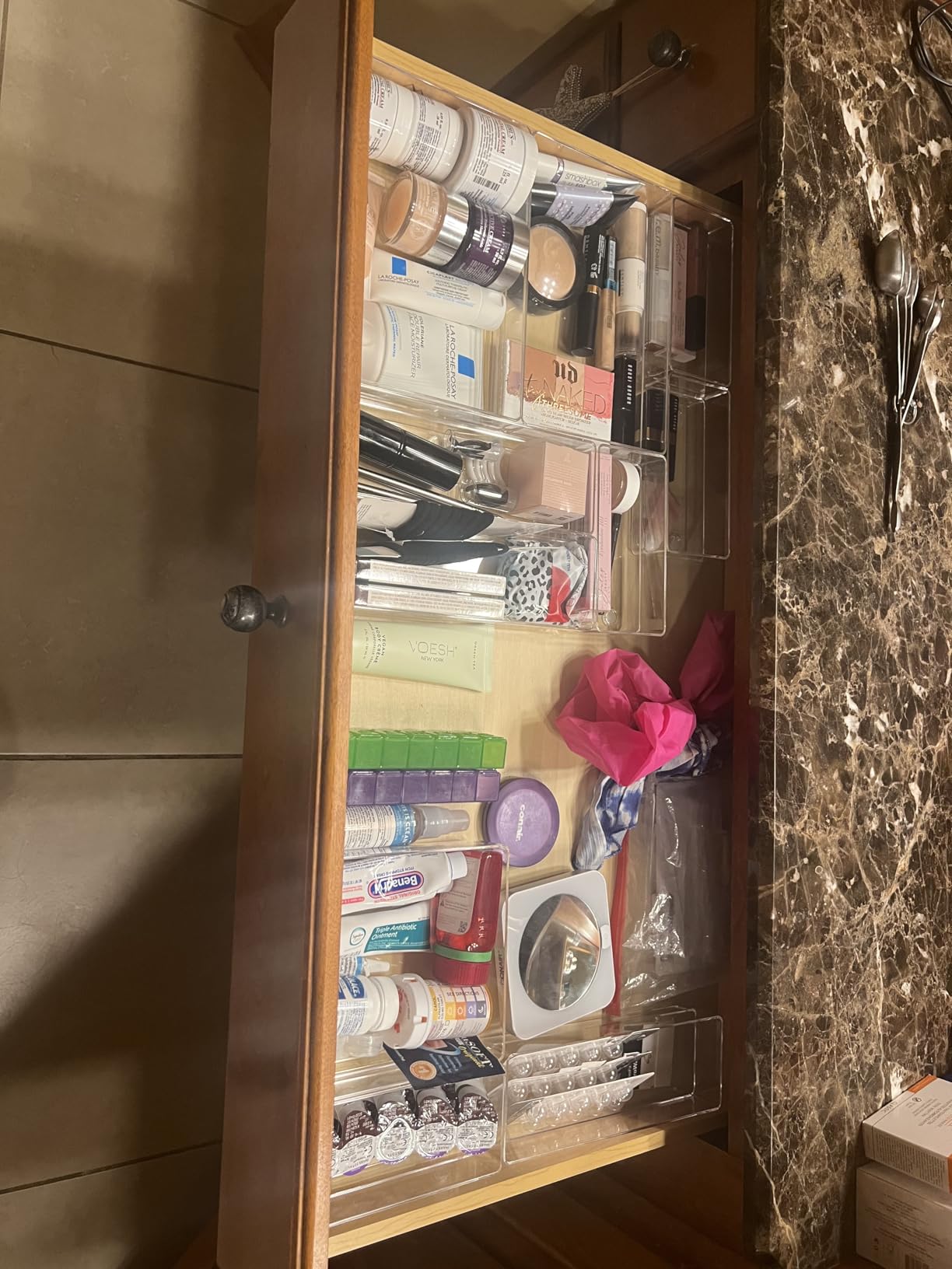 SMARTAKE 13 PCS Drawer Organizer 5-Size Desk Makeup Drawer Organizer Clear customer photo 1
