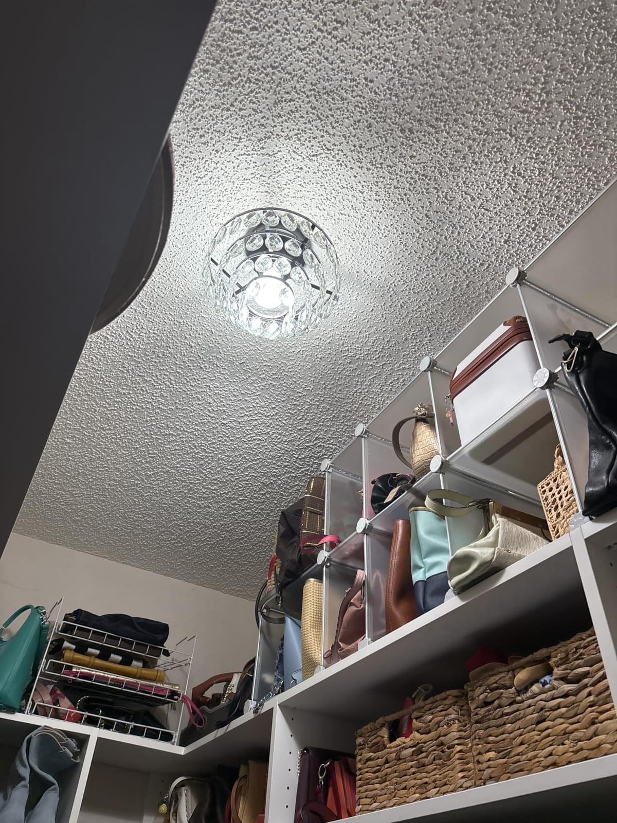 YYJLX Modern Small Crystal Ceiling Light Fixture Mini Black Semi Flush Mount Chandelier Light Fixture for Hallway Bedroom Bathroom Closet e26 customer photo 1