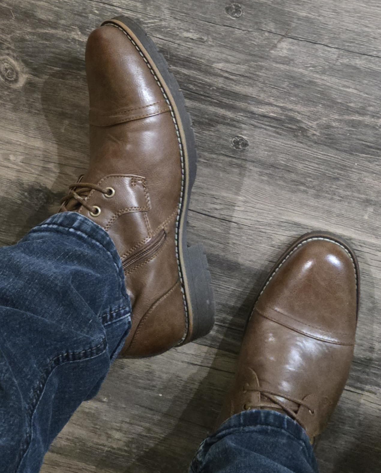 Vostey Men's Boots Motorcycle Combat Casual Boots customer photo 2