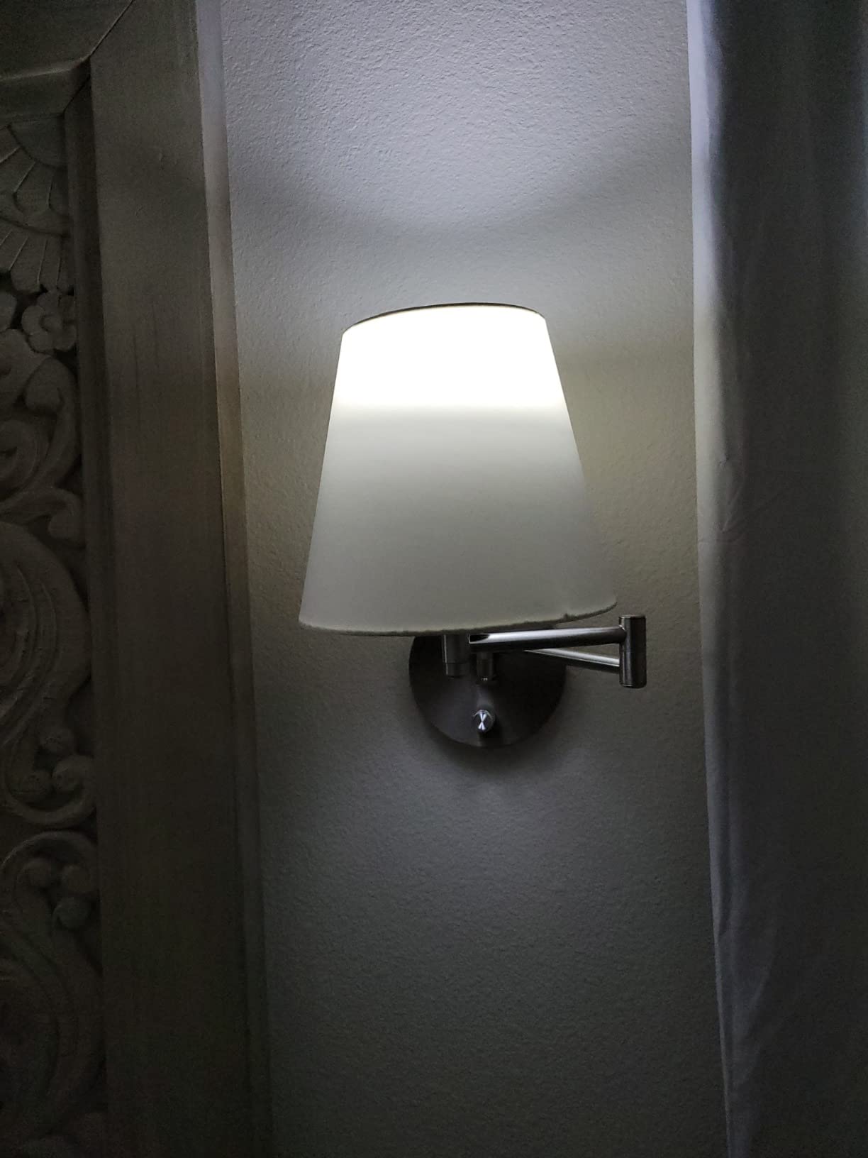 VONLUCE Wall Lamp, Plug in & Swing Arm Wall Sconce, Black Finish | Modern Wall Lights with White Fabric Shades, Plug in & Hardwired Wall Mounted Light for Bedside, Living Room, Hallway customer photo 1