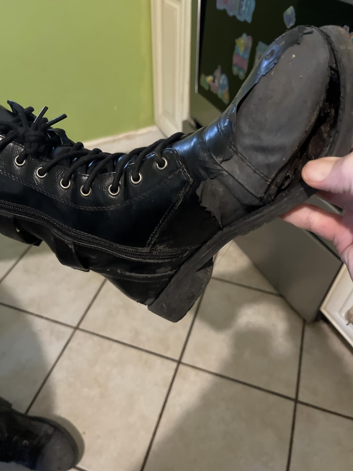 Vepose Women's Lace Up Mid Calf Combat Boots with Functional Pocket customer photo 2