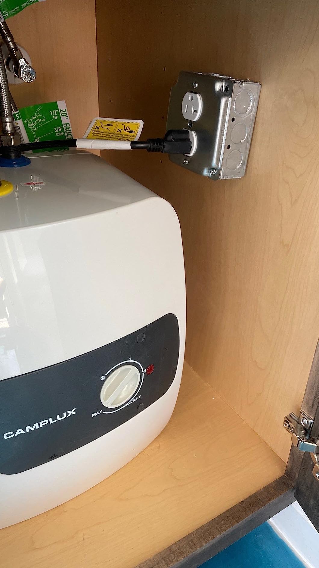 CAMPLUX Hot Water Heater 4 Gallon, On-demand Water Heater Electric Water Heaters with Cord Plug 1.44kW at 110V 120V, UL Listed customer photo 1