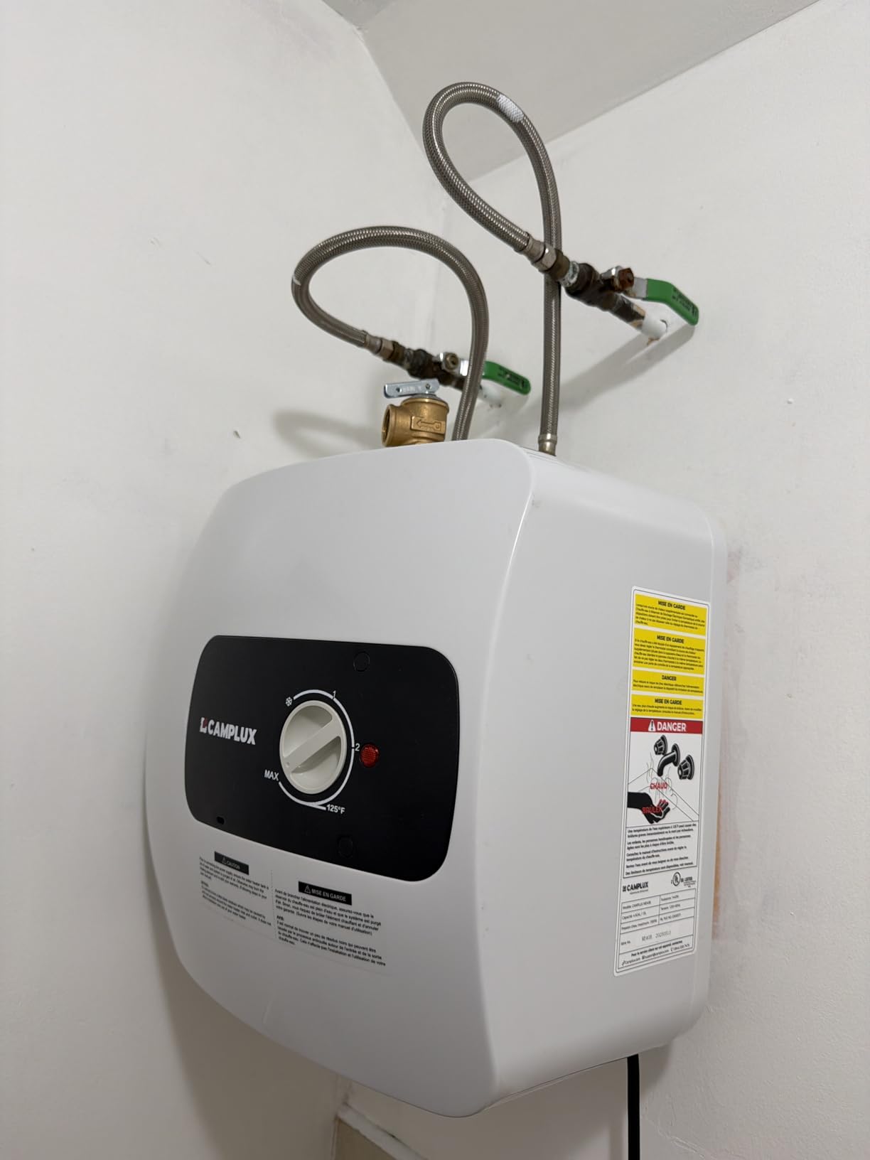 CAMPLUX Hot Water Heater 4 Gallon, On-demand Water Heater Electric Water Heaters with Cord Plug 1.44kW at 110V 120V, UL Listed customer photo 2