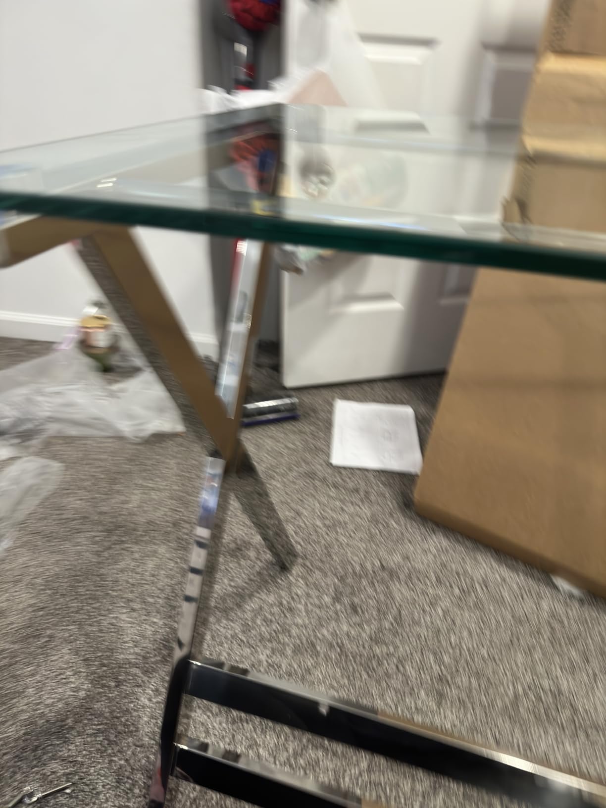 Tempered Glass Computer Desk Modern Student Writing Study Desk,Small Computer Desk,Home Office Desk customer photo 2