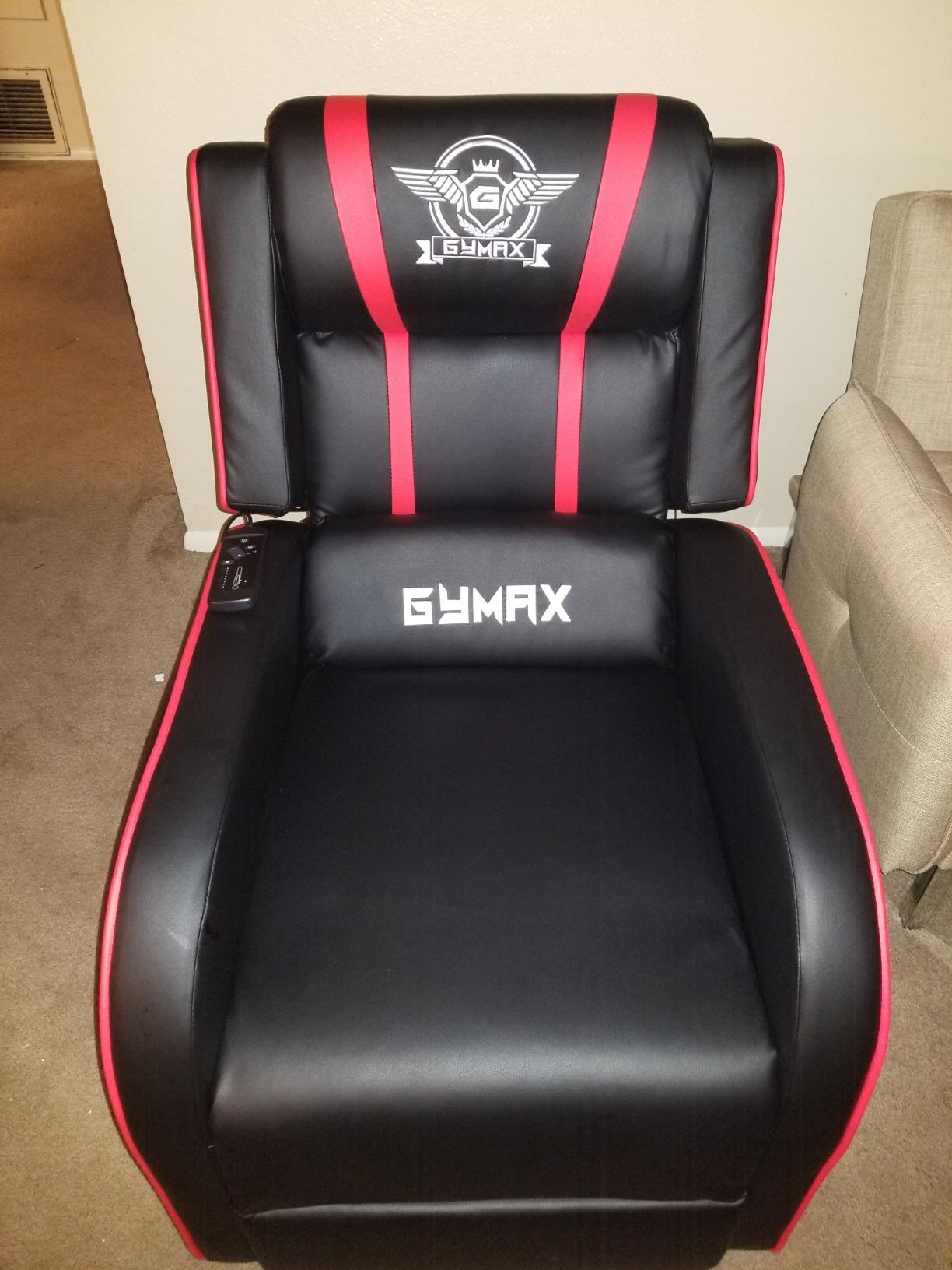 Giantex Gaming Recliner Chair, Adjustable Massage Gaming Chairs for Adults, Ergonomic Comfortable Lounge Leather Sofa w/Footrest, Remote Control & Side Pocket, Racing Style Single Sofa Recliners, Red customer photo 1