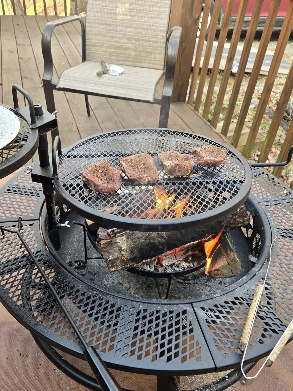 Hykolity 35 Inch Fire Pit with 2 Cooking Grate & Charcoal Pan, Outdoor Wood Burning BBQ Grill Firepit Bowl with Cover Lid, Steel Round Table for Backyard Bonfire Patio Picnic customer photo 1