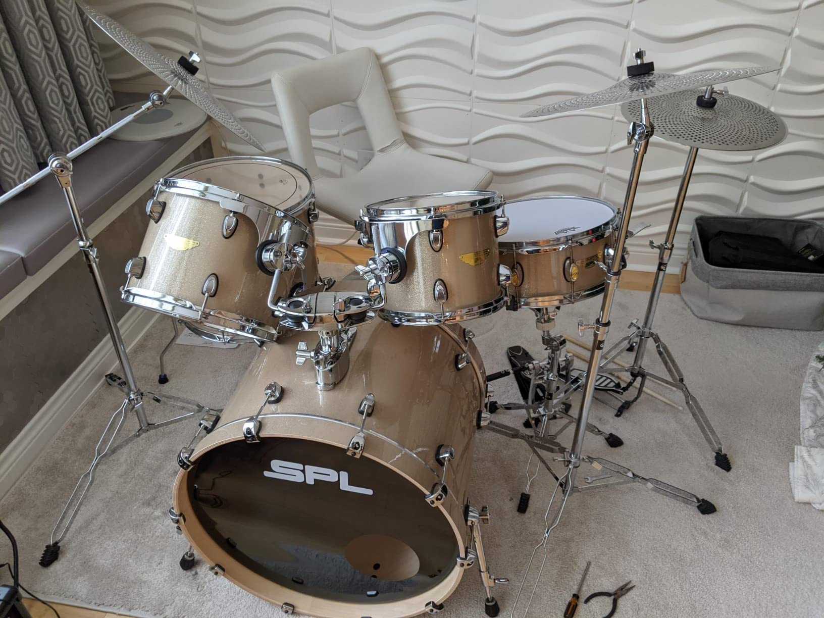 GRIFFIN 4 Piece Drum Hardware Pack (Percussion TiltPro X Edition) - Cymbal Boom & Straight Stand, Hi-Hat Pedal & Snare Mount - Lightweight Set for Gigs customer photo 2