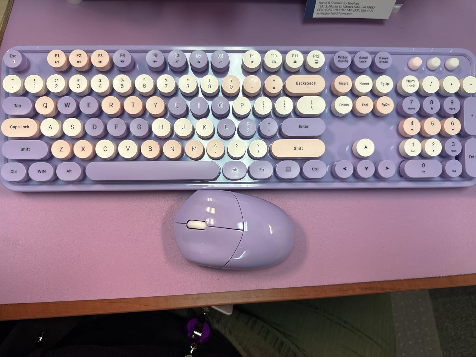 MOFII Wireless Keyboard and Mouse Combo, Retro Keyboard with Round Keycaps, 2.4GHz Dropout-Free Connection, Cute Wireless Mouse for PC/Laptop/Mac/Windows XP/7/8/10 (Blue-Colorful) customer photo 2