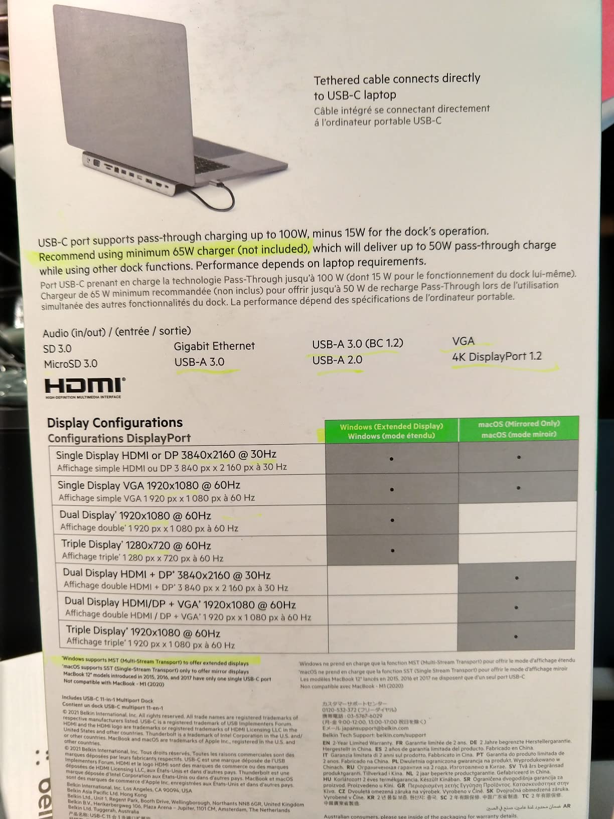 Belkin USB C Hub, 11-in-1 Multi-Port Laptop Dock with 4K HDMI, DP, VGA, USB C Docking Station with 100W Power Delivery, USB A, Gigabit Ethernet, SD, MicroSD, 3.5mm Port For MacBook Pro, Air and More customer photo 2