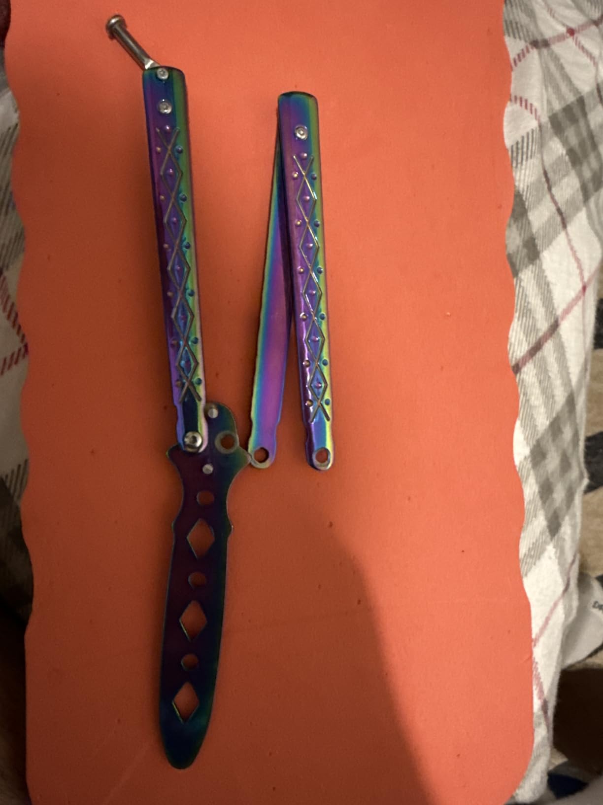 Practice Butterfly Knife Trainer with Edgy Skull Design, Safe Dull Blade | Stainless Steel Training Butterfly Knife for Flipping & Skill Drills, Firm Grip and Tail Latch, for Beginners & Enthusiasts customer photo 1