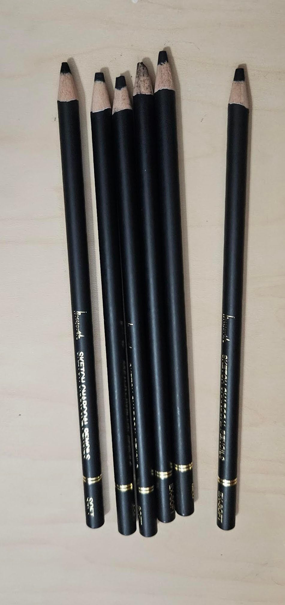 Brusarth Professional Charcoal Pencils Drawing Set - 6 Pieces Soft Medium and Hard Charcoal Pencils for Drawing, Sketching, Shading customer photo 2