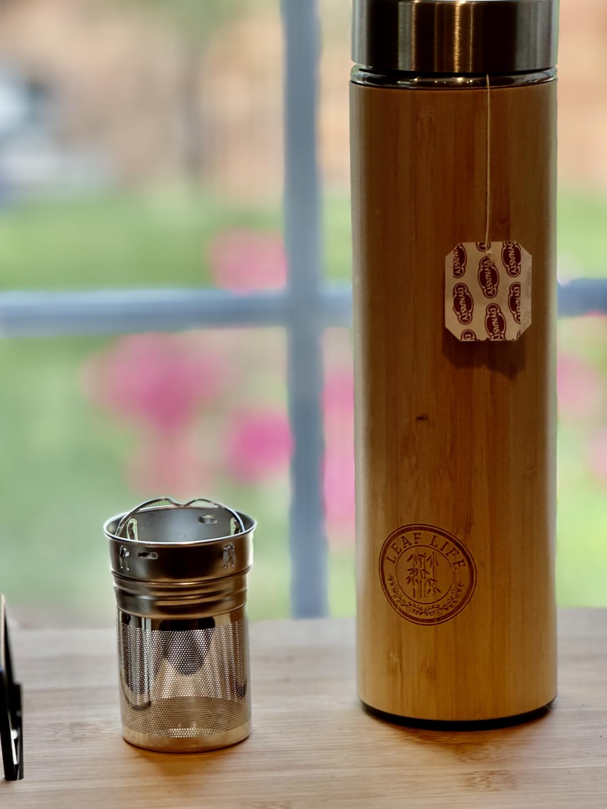 LeafLife Premium Bamboo Tea Tumbler with Infuser for Loose Leaf Tea | Insulated Coffee Bottle, Stainless Steel Gift Set, Leakproof Travel Mug, 22oz customer photo 2